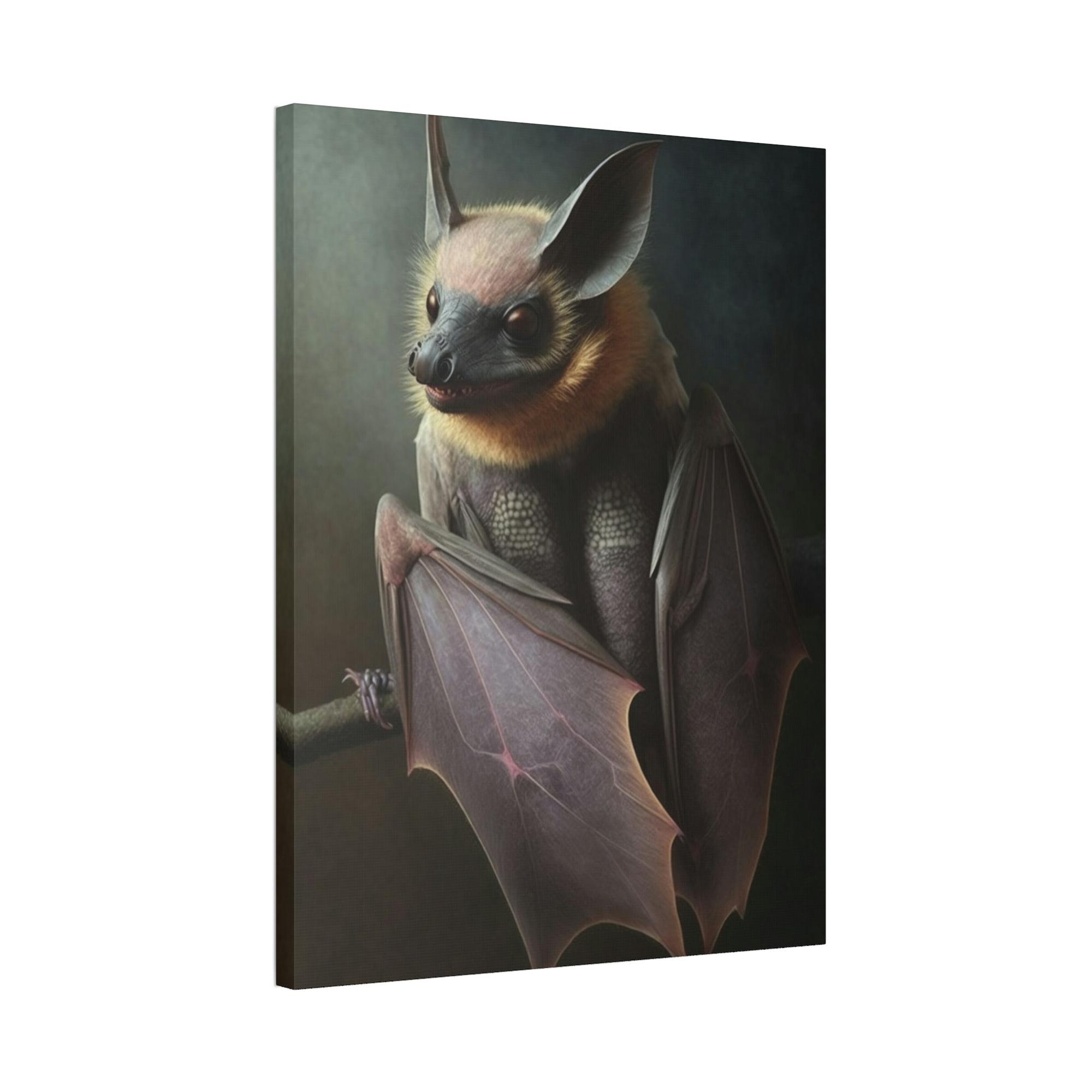 Bats In the Shadows: Poster & Canvas Art Print of a Single Bat in the Dark
