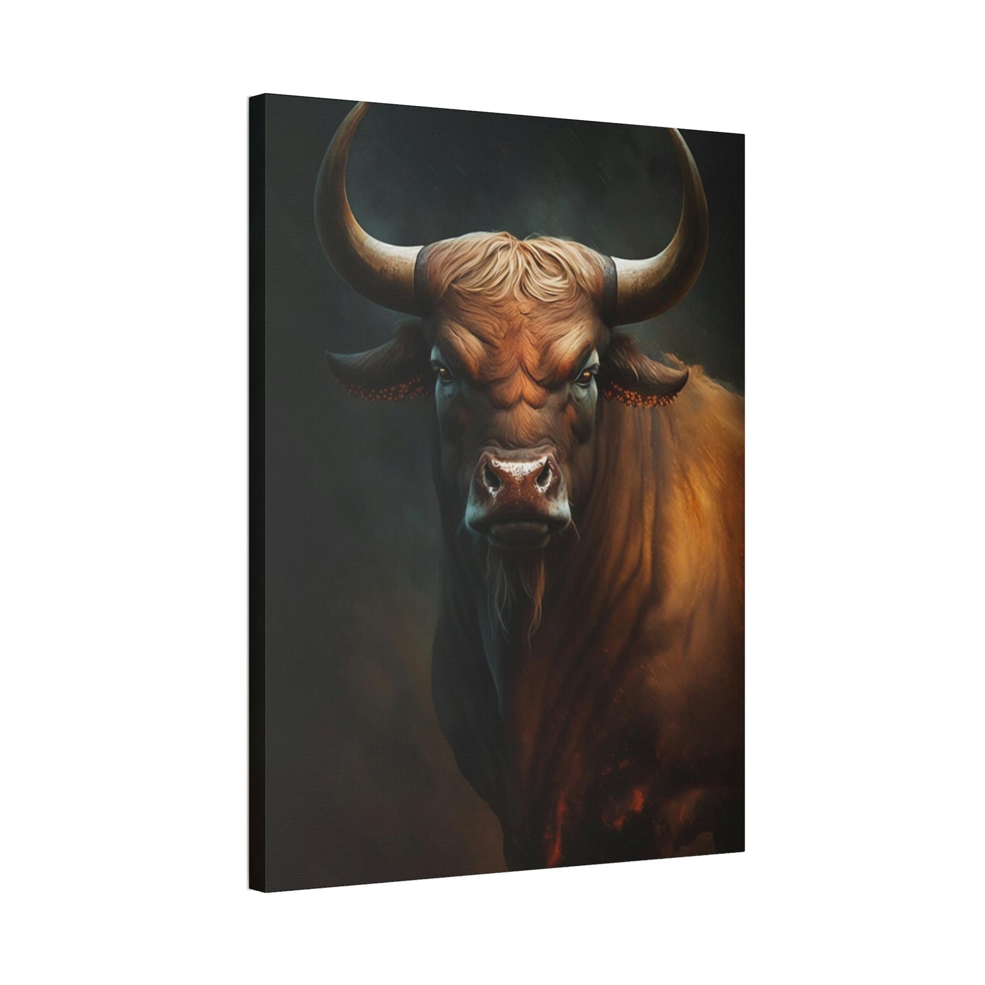 Bulls Portrait of a Bull: Natural Canvas & Poster Print of Majestic Animal