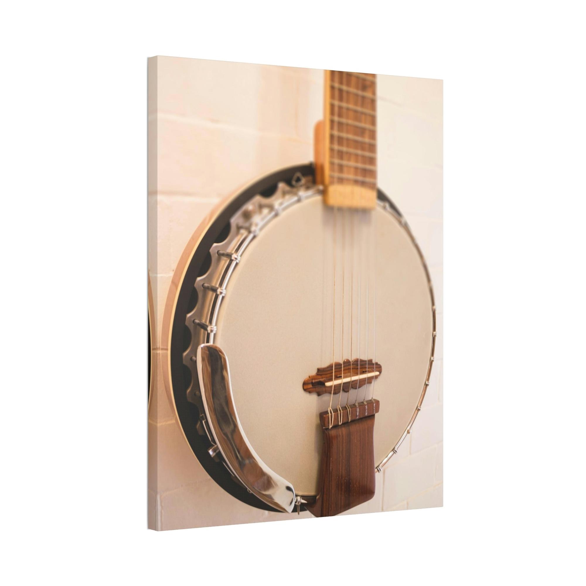 Banjo Melodic Strings: Art Print on Canvas with a Close-Up of a Banjo