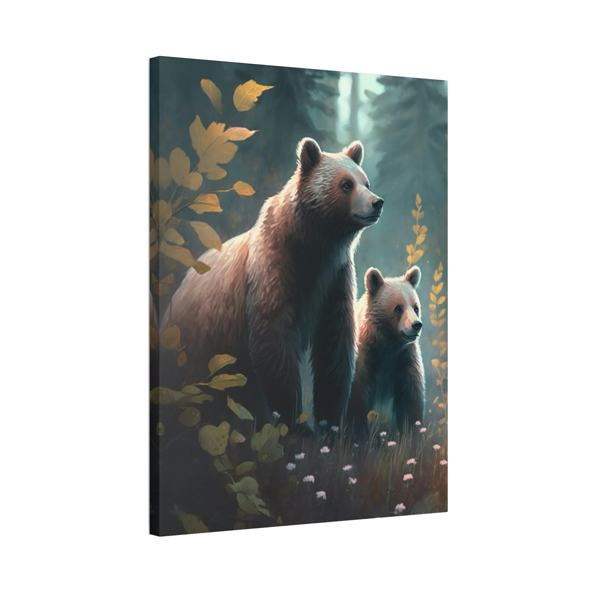 Bears Into the Wild: Natural Canvas Print of Two Brown Bears in the Forest