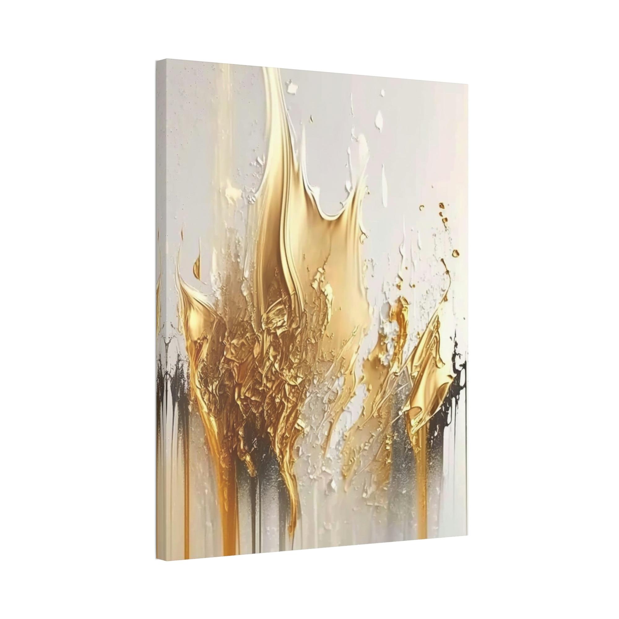 Gold Abstract Art Gilded Beauty: Print on Canvas of a Glamorous and Rich Abstract Art in Gold Hues on Natural Canvas