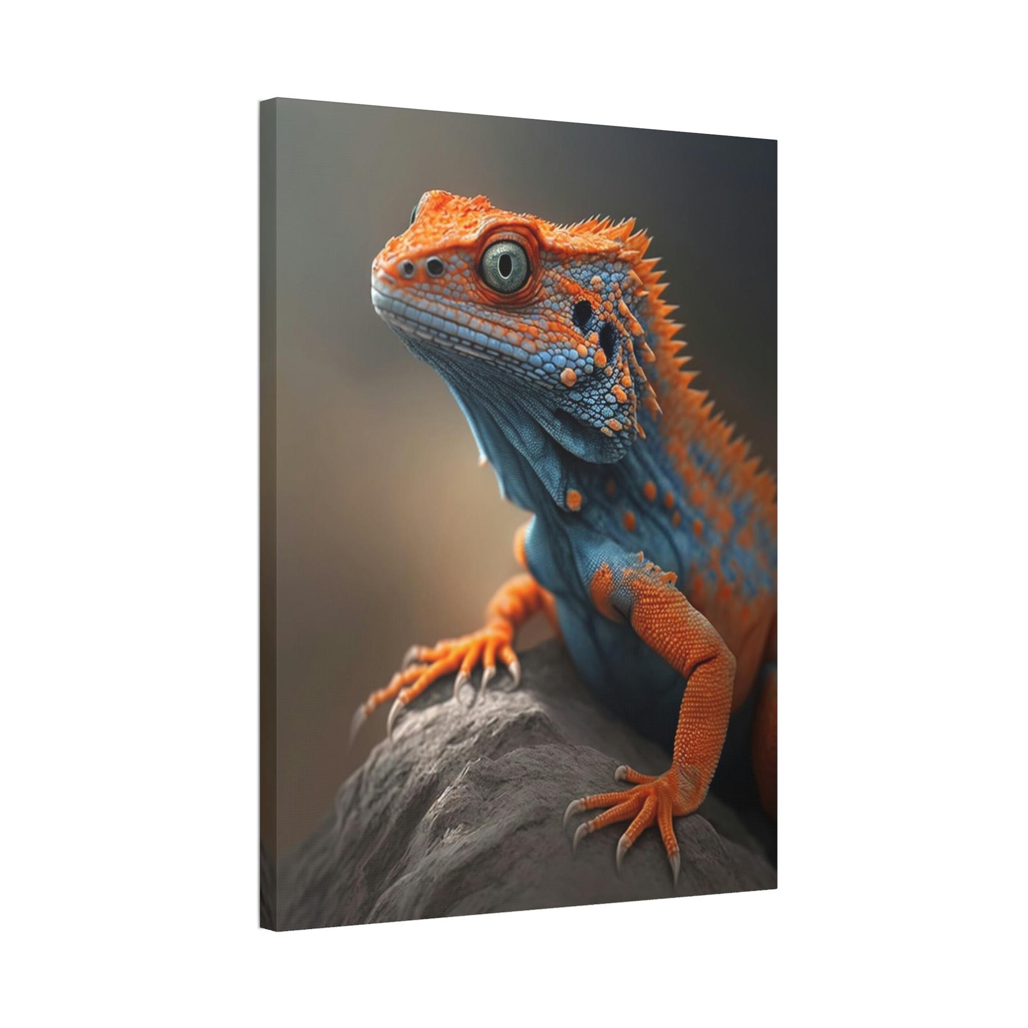 Lizards Bold and Bright: Vibrant Lizard Print on Natural Canvas & Poster