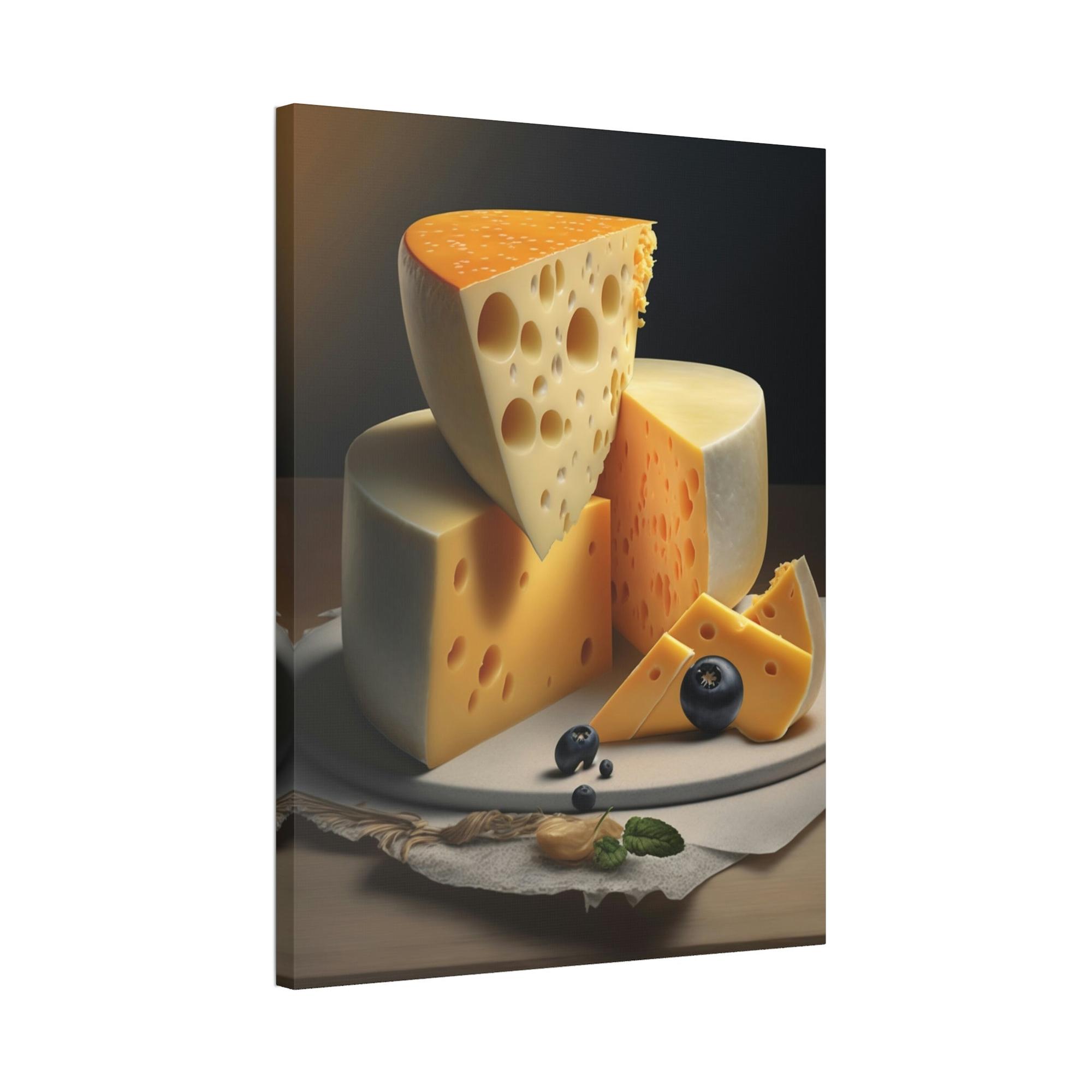 Cheese The Cheesy Charm: Framed Canvas and Poster Featuring Delicious Cheeses