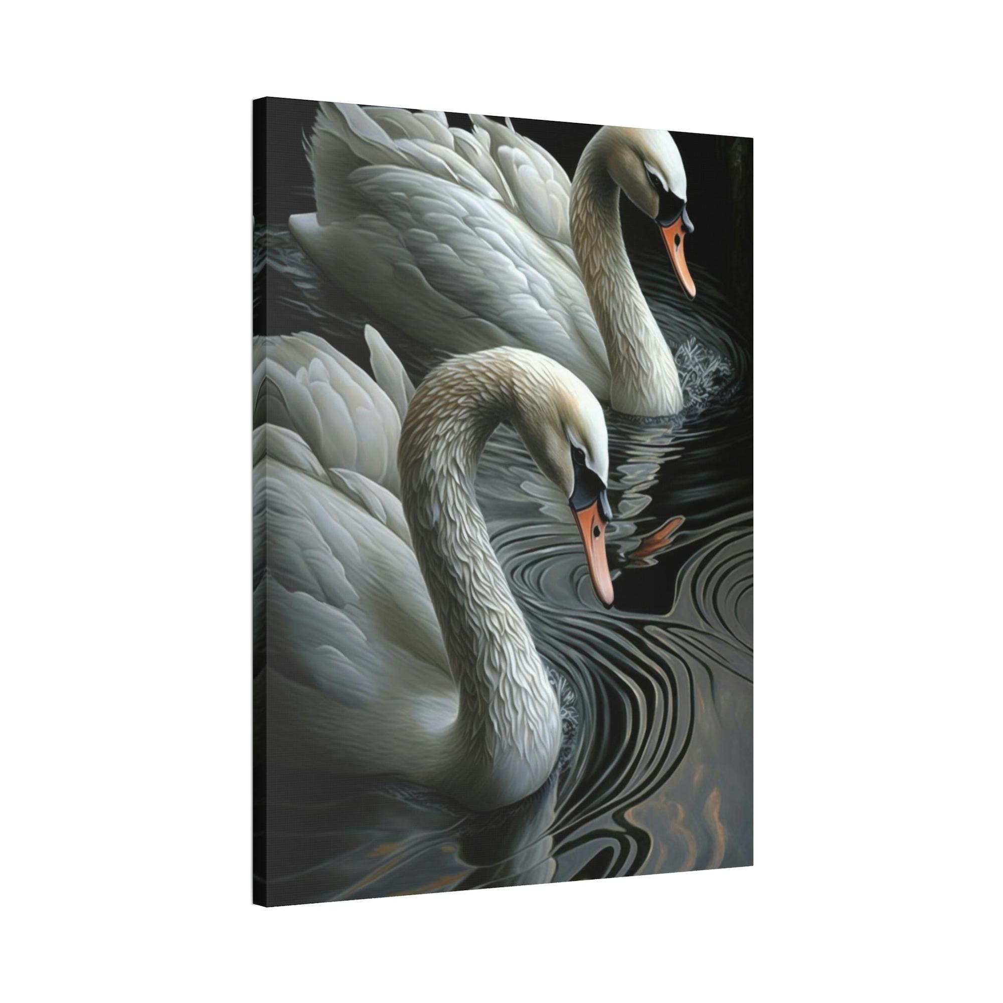 Swans The Beauty of Swans: A Soft and Elegant Painting on Canvas
