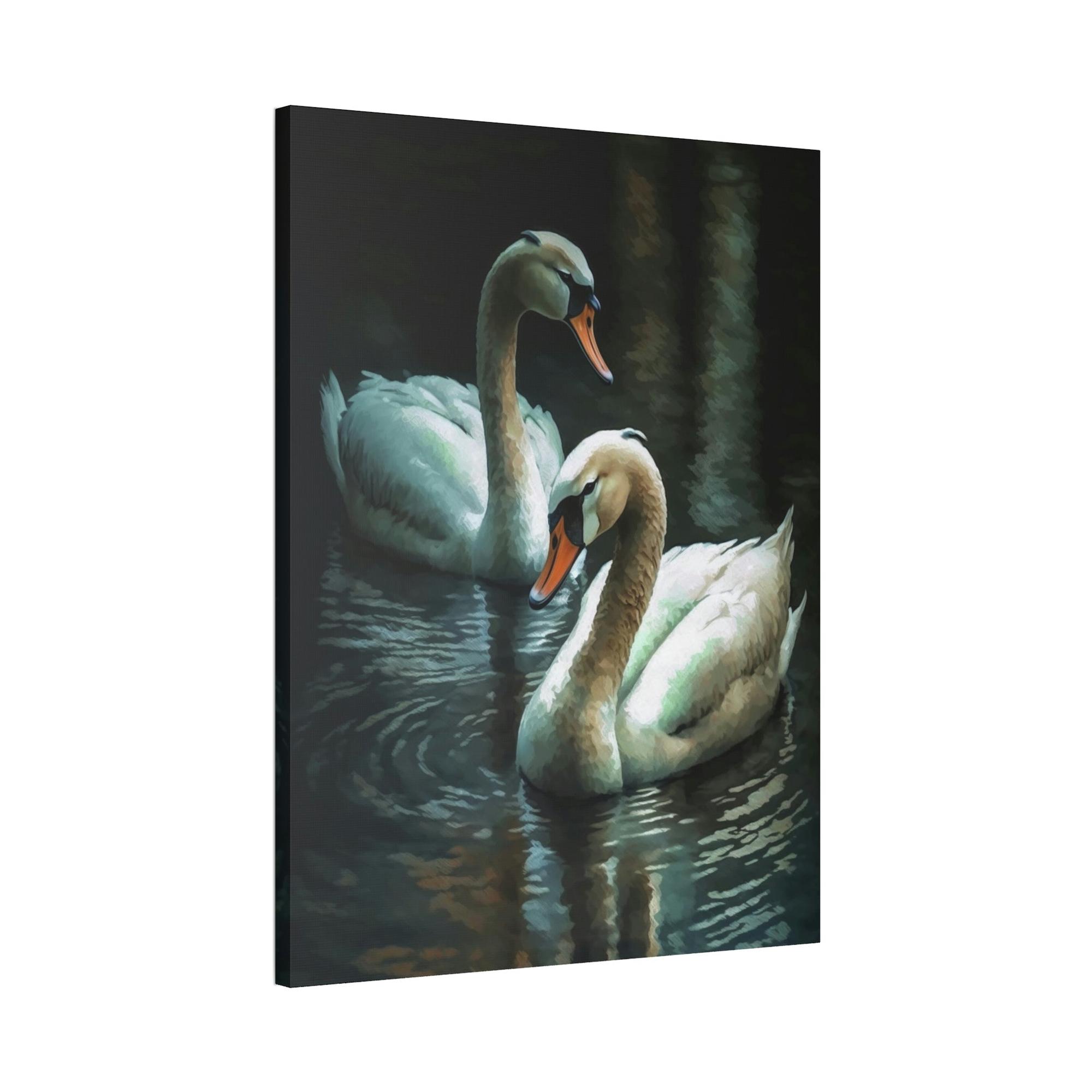 Swans Swan Lake: A Dreamy Painting on Canvas