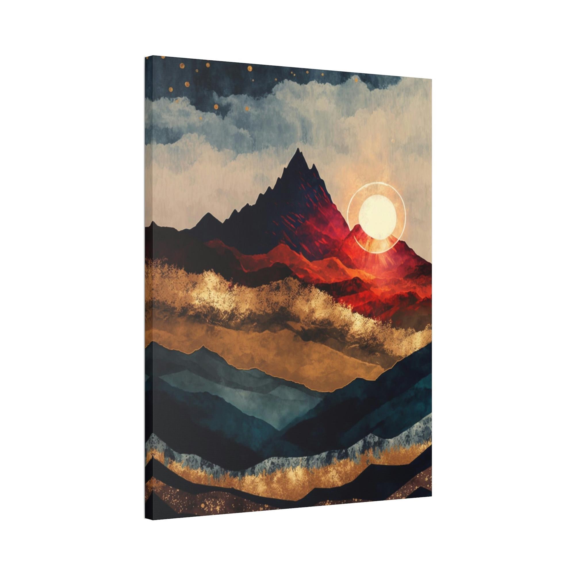 Abstract Landscape Luminous Vista: A Canvas Print of an Abstract Landscape at Sunset