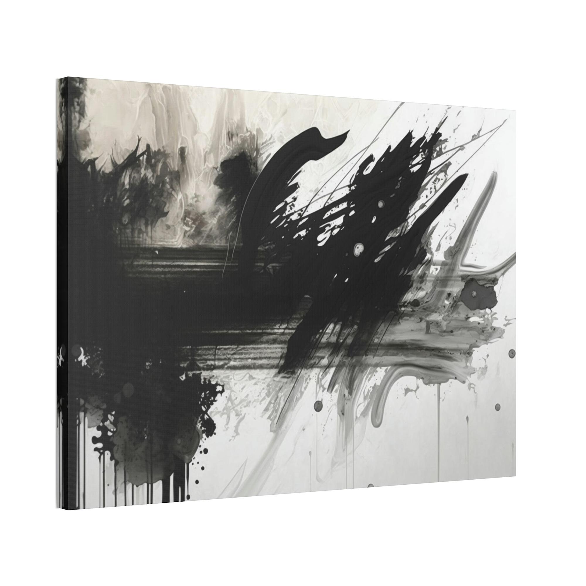 Black&White Abstract Art Inkblot Symphony: A Framed Canvas & Poster Print of Black and White Abstract Art