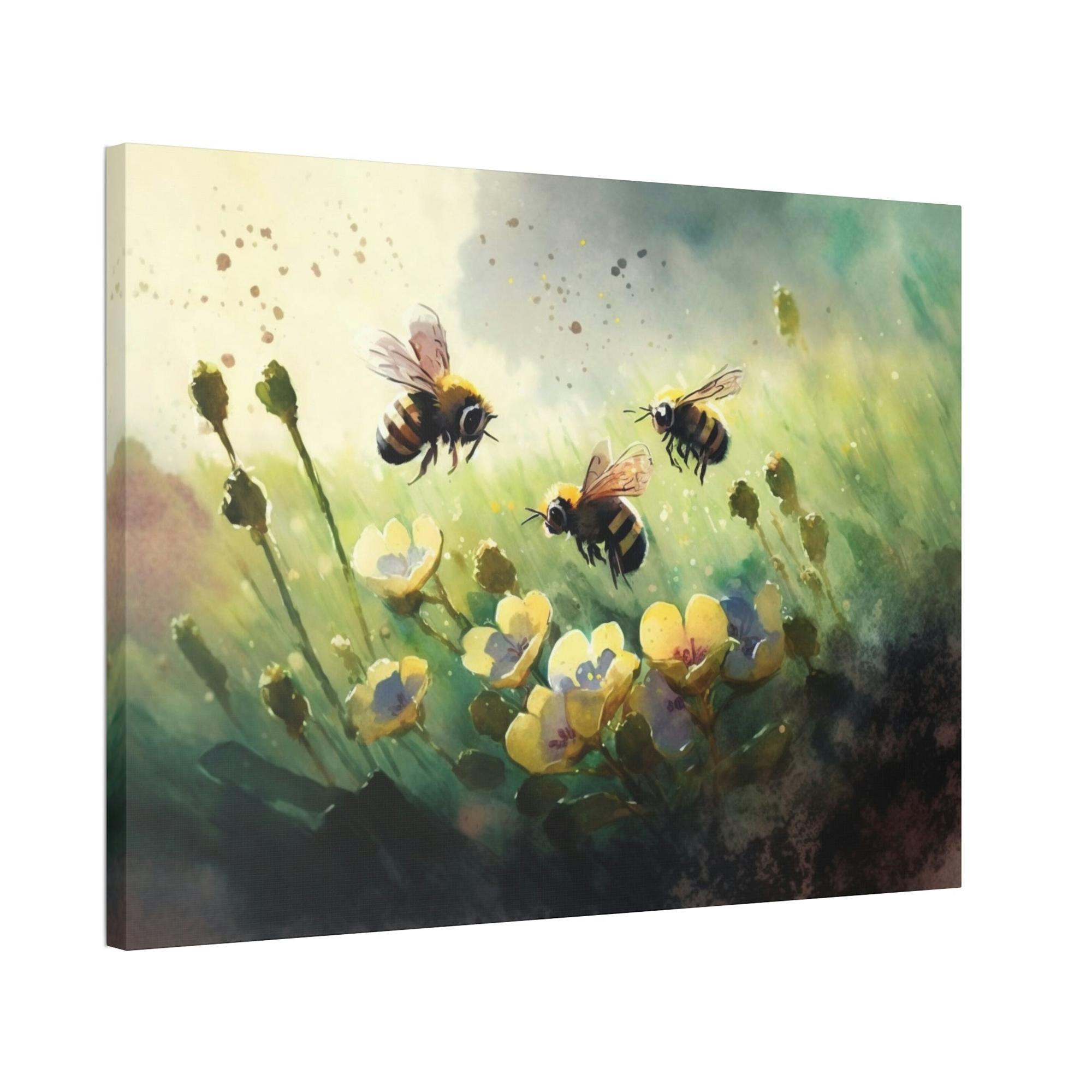 Bees Pollinator Paradise: A Poster & Canvas Print of a Garden Teeming with Bees