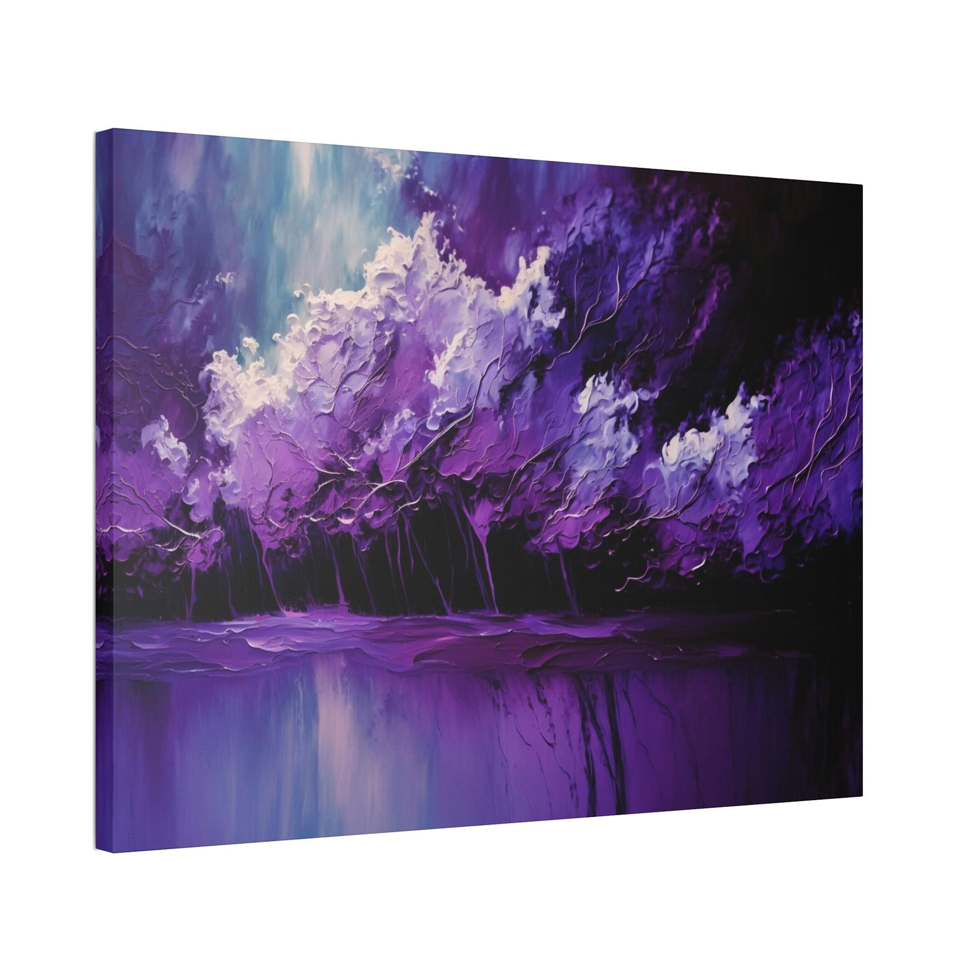 Purple Abstract Art Enchanted Violet: Framed Canvas Print of Abstract Art