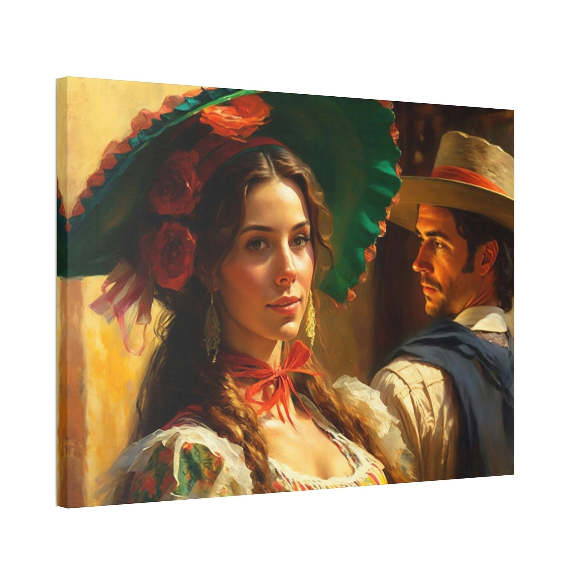 Italian Bella Italia: Natural Canvas Print Featuring a Beautiful Italian Girl