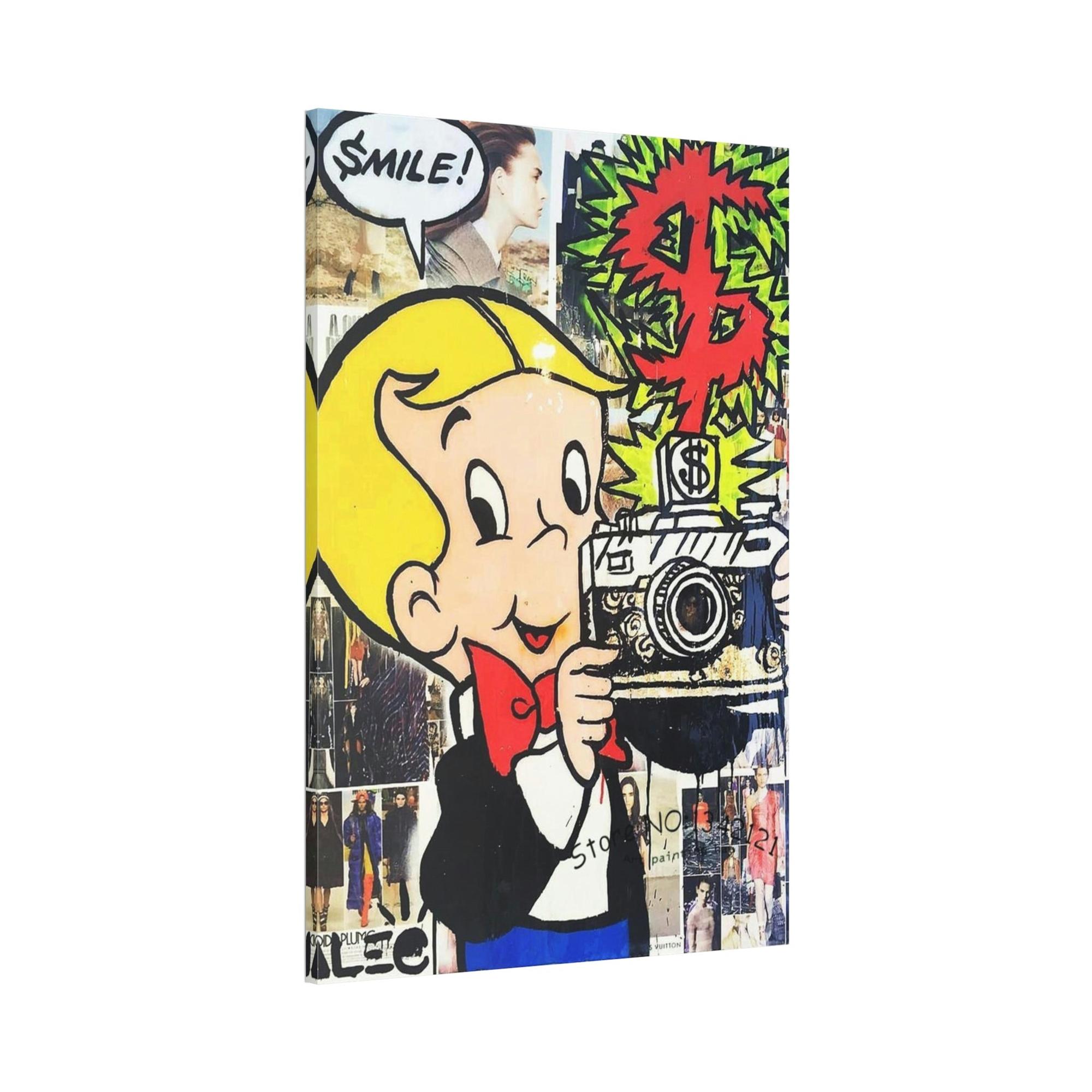 Monopoly & Motivation Colorful Wall Decor: Alec Monopoly's Art on Natural Canvas and Prints