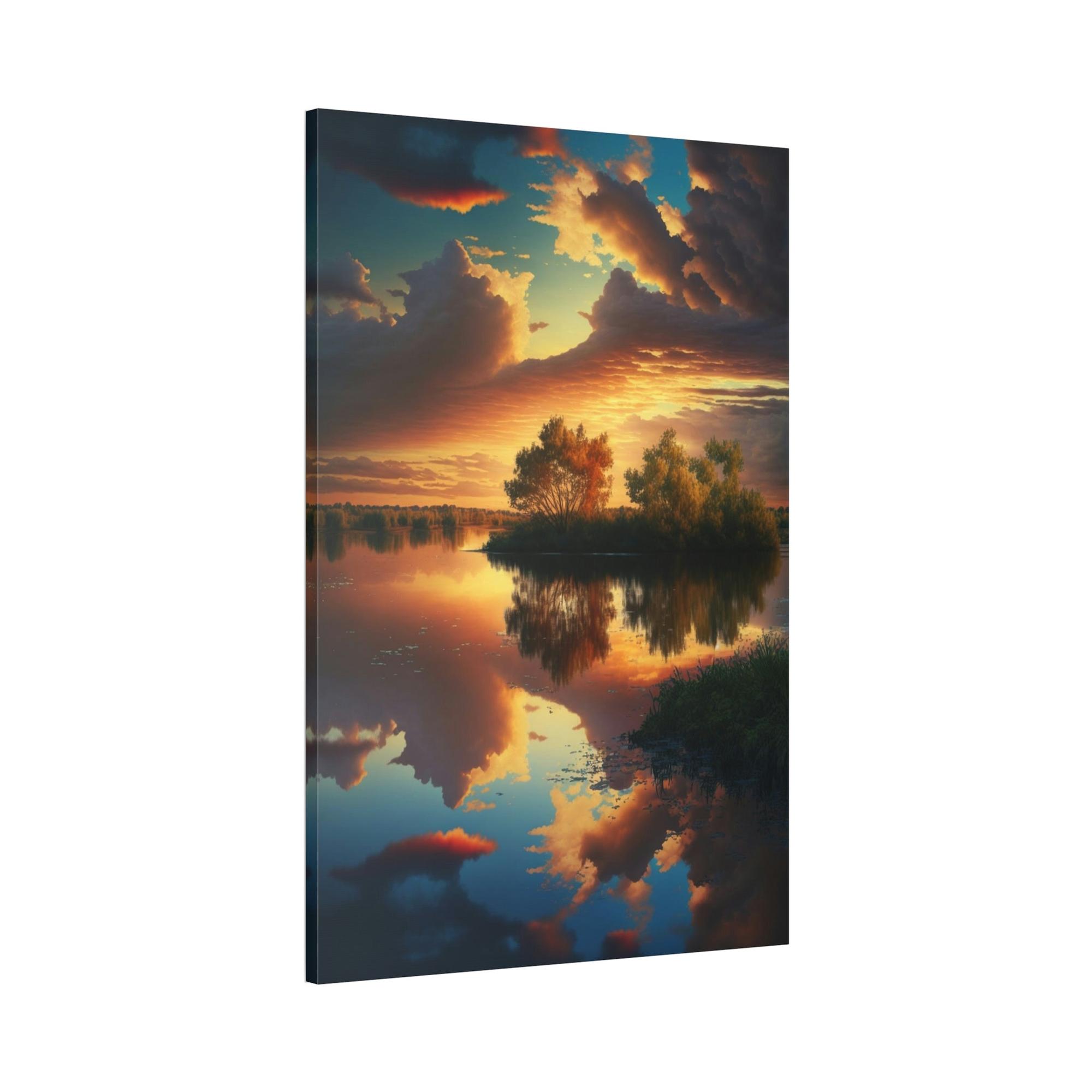 Lakes And Rivers Lake Reflections: Framed Canvas & Poster Print of a Picturesque Lakeshore