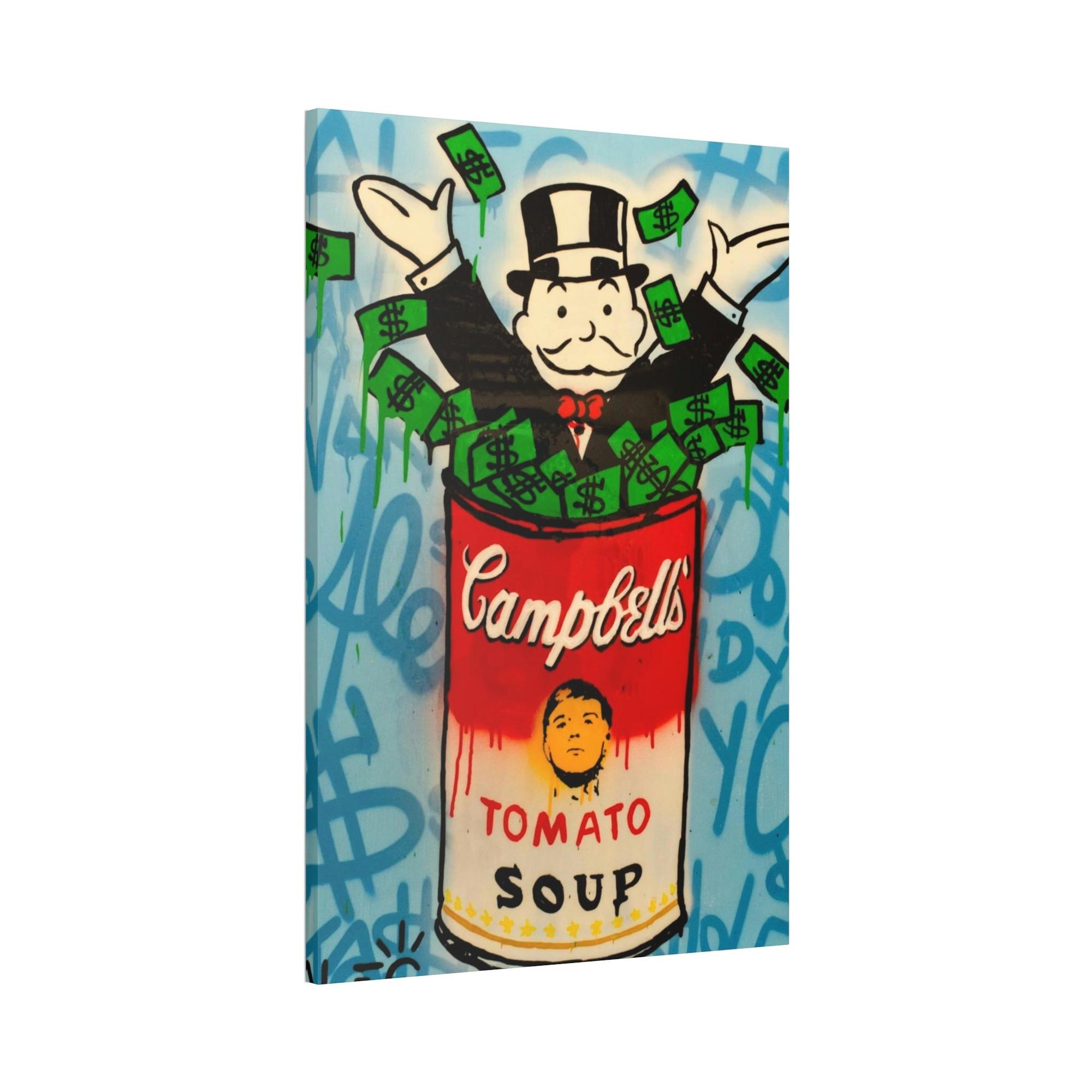 Monopoly & Motivation Money Talks in Alec Monopoly's Canvas Painting: Wall Art and Poster for Finance Enthusiasts