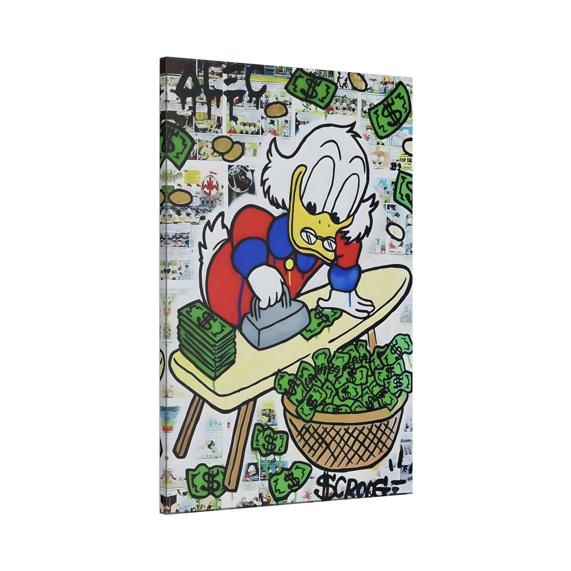 Monopoly & Motivation The Money Duck: Wall Art Prints of a Duck in Alec Monopoly's Iconic Money-Themed Graffiti Style on Framed Canvas