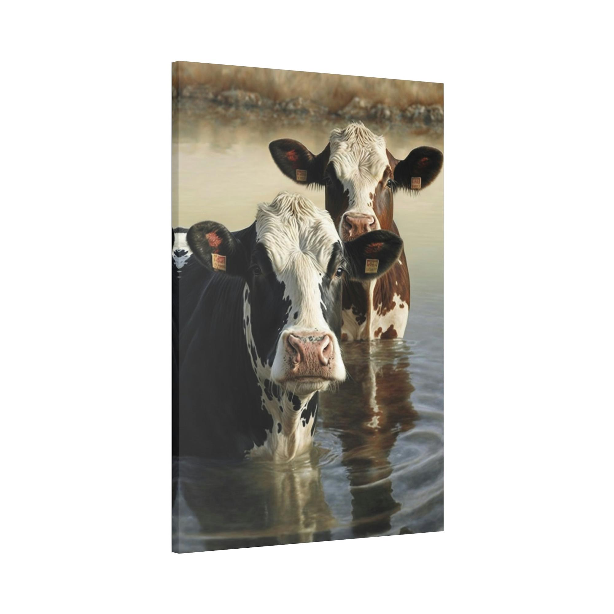 Cows Majestic Cows: A Canvas Depiction of the Farm Life