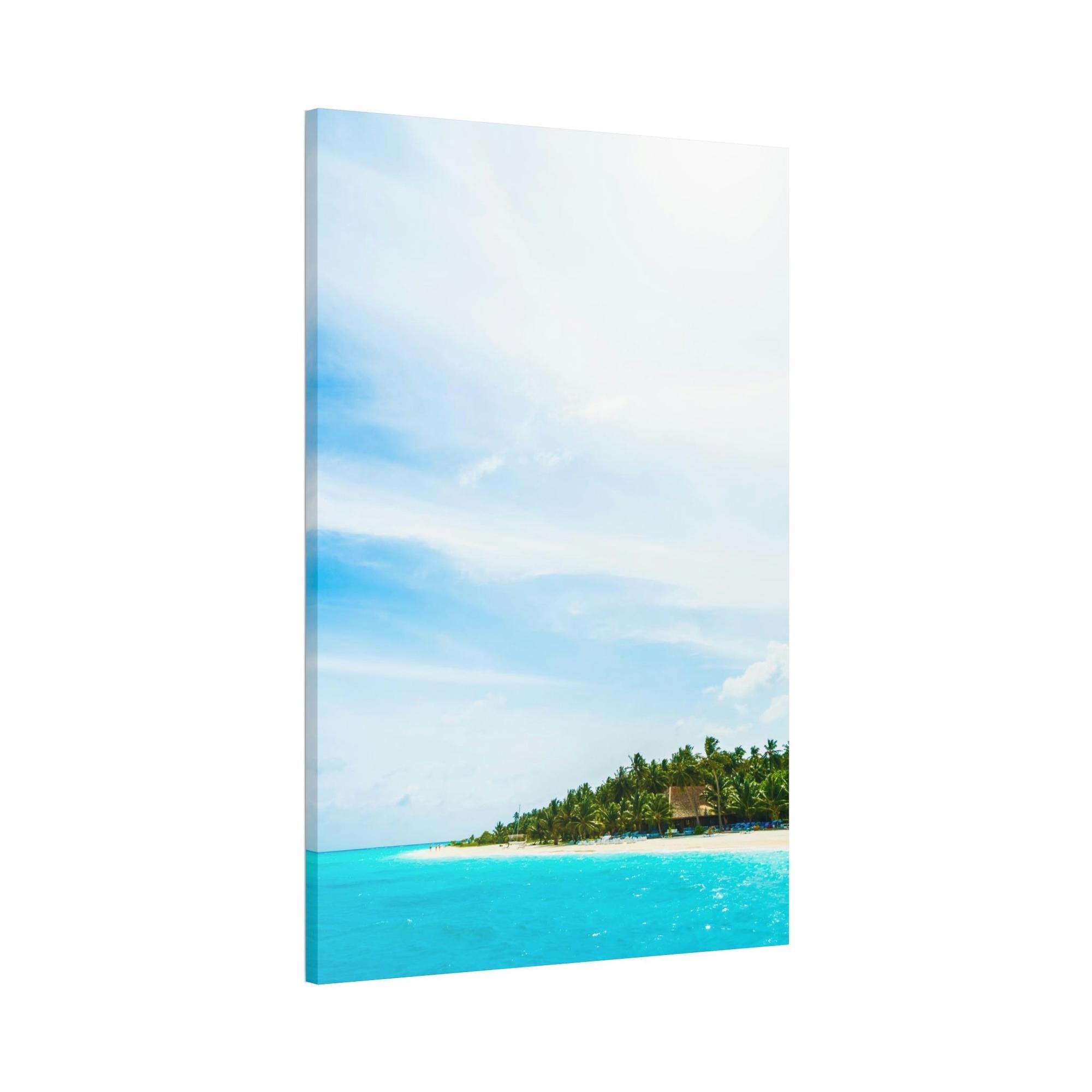Island Beach Paradise Found: Framed Canvas of a Scenic Island Beach on a Sunset
