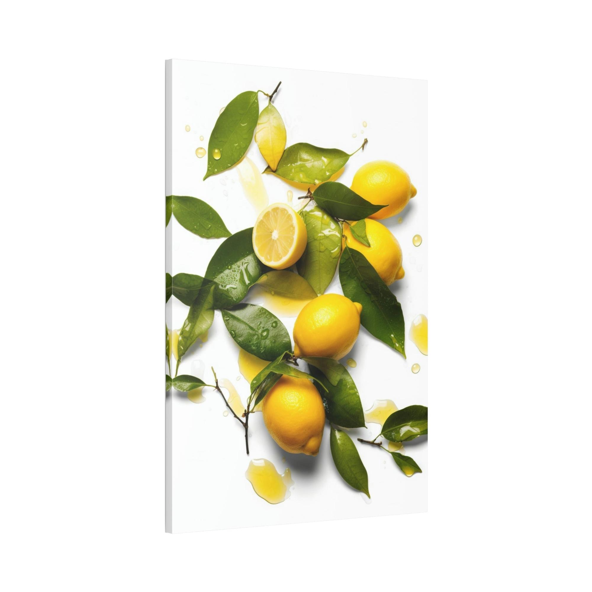 Yellow Beautiful Canvas Art Prints of Yellow Lemons on Framed Canvas