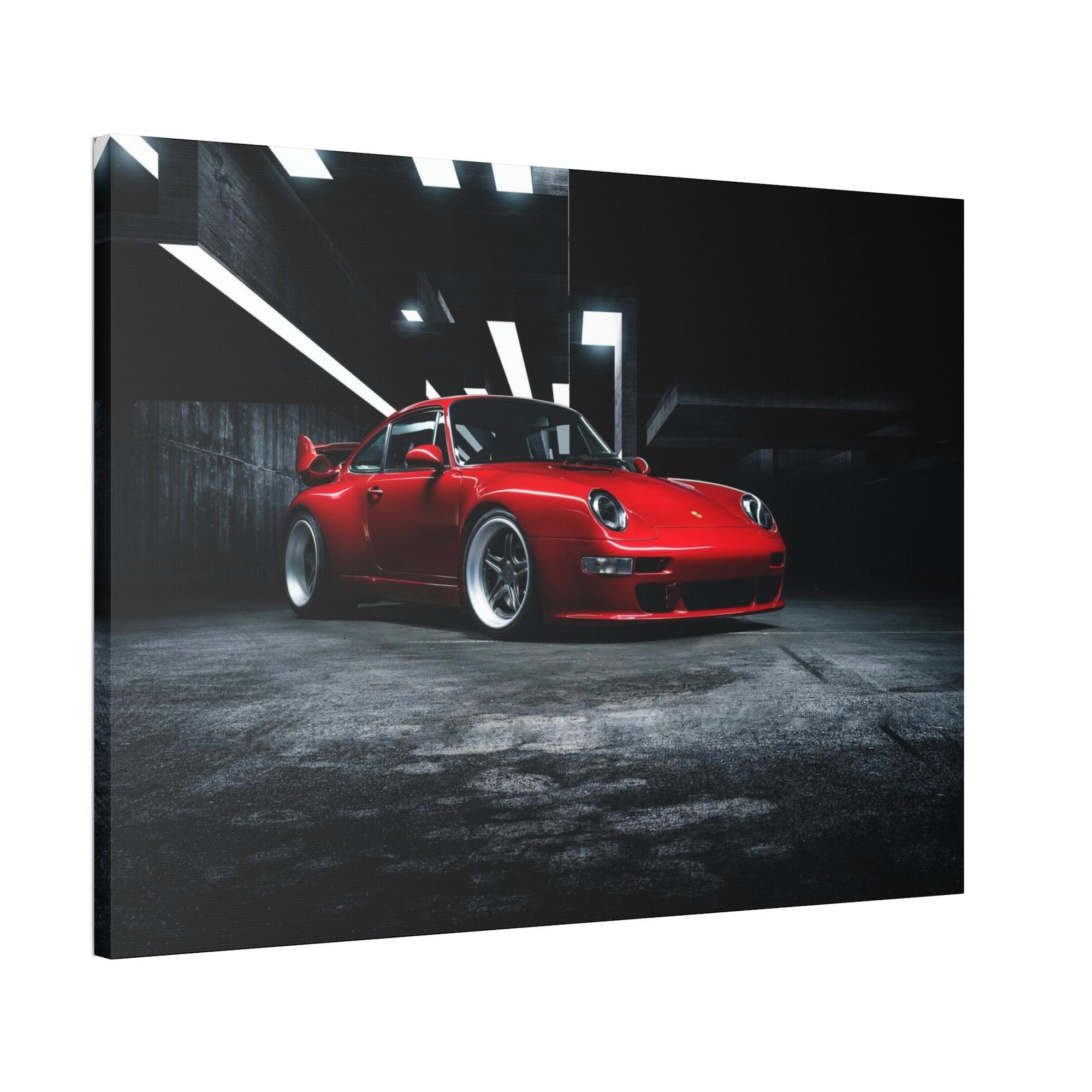 Porsche Passionate Red Porsche: A Vibrant Print on Natural Canvas & Poster