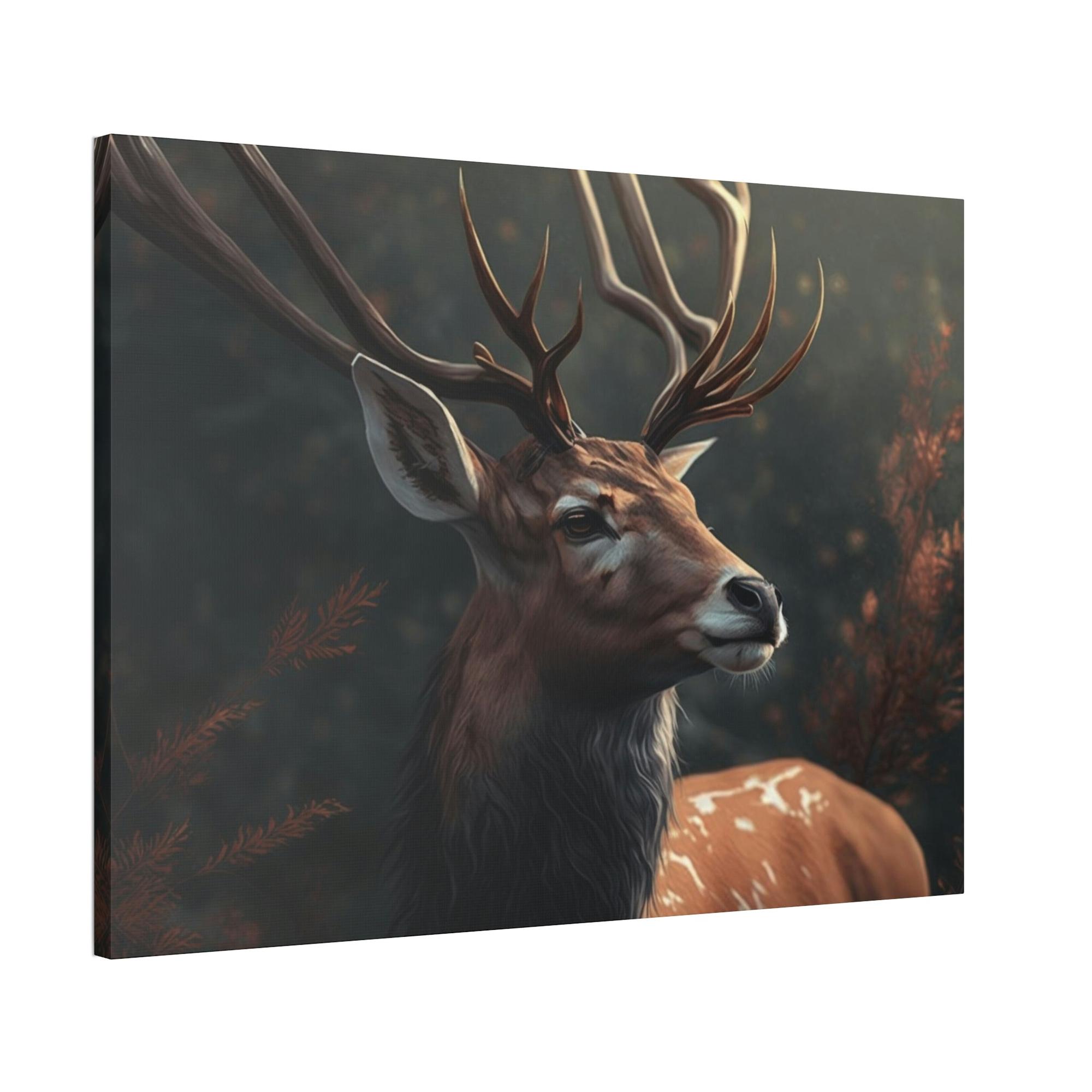 Deers Deer's Solitude: A Canvas Wildlife Contemplation
