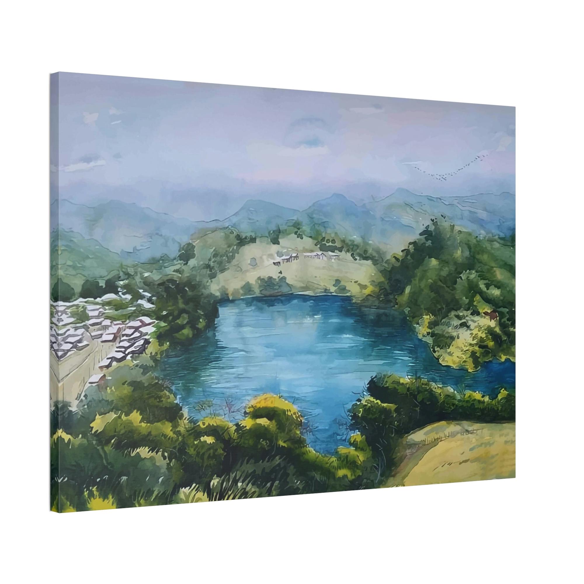 undefined Lakeside Serenity: Natural Canvas Wall Art of a Peaceful Lake View