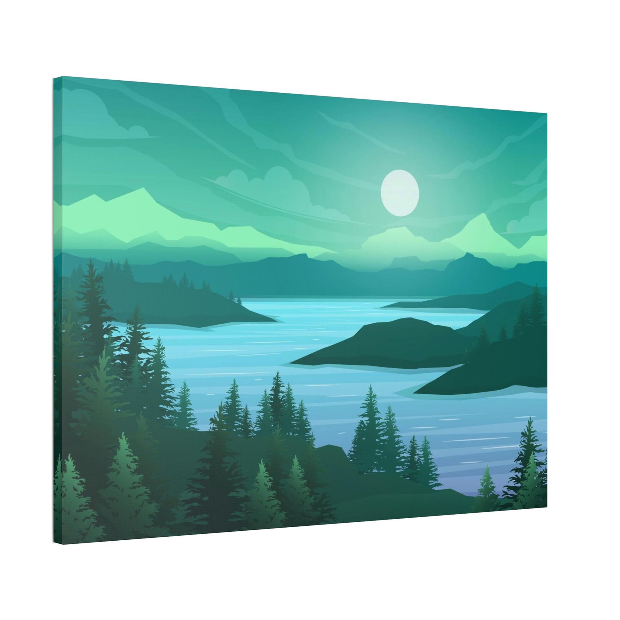 Lakes And Rivers Calming Waters: Framed Poster of a Relaxing Lake on Canvas