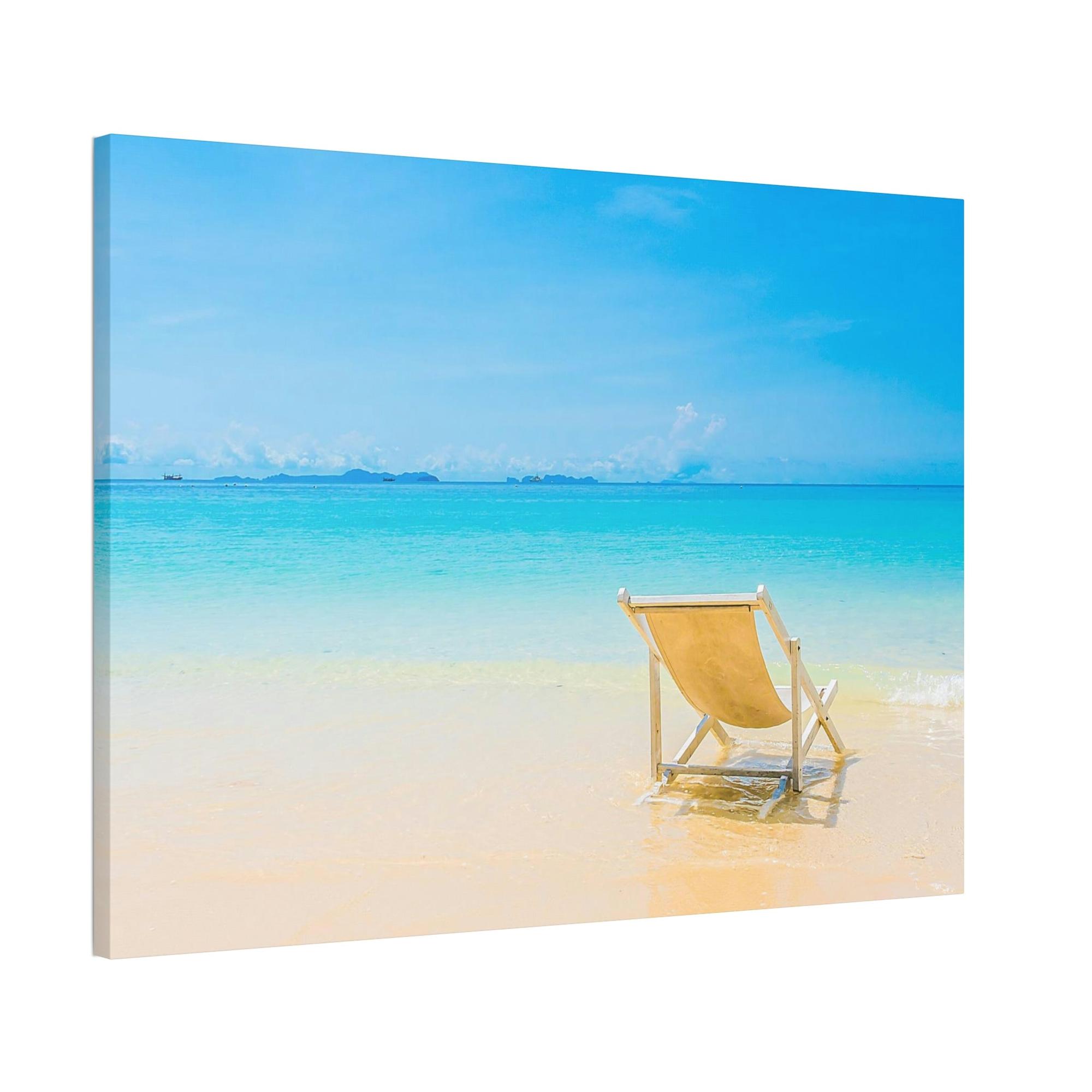 Island Beach Tropical Tranquility: Art Print of a Peaceful Island Beach on a Natural Canvas