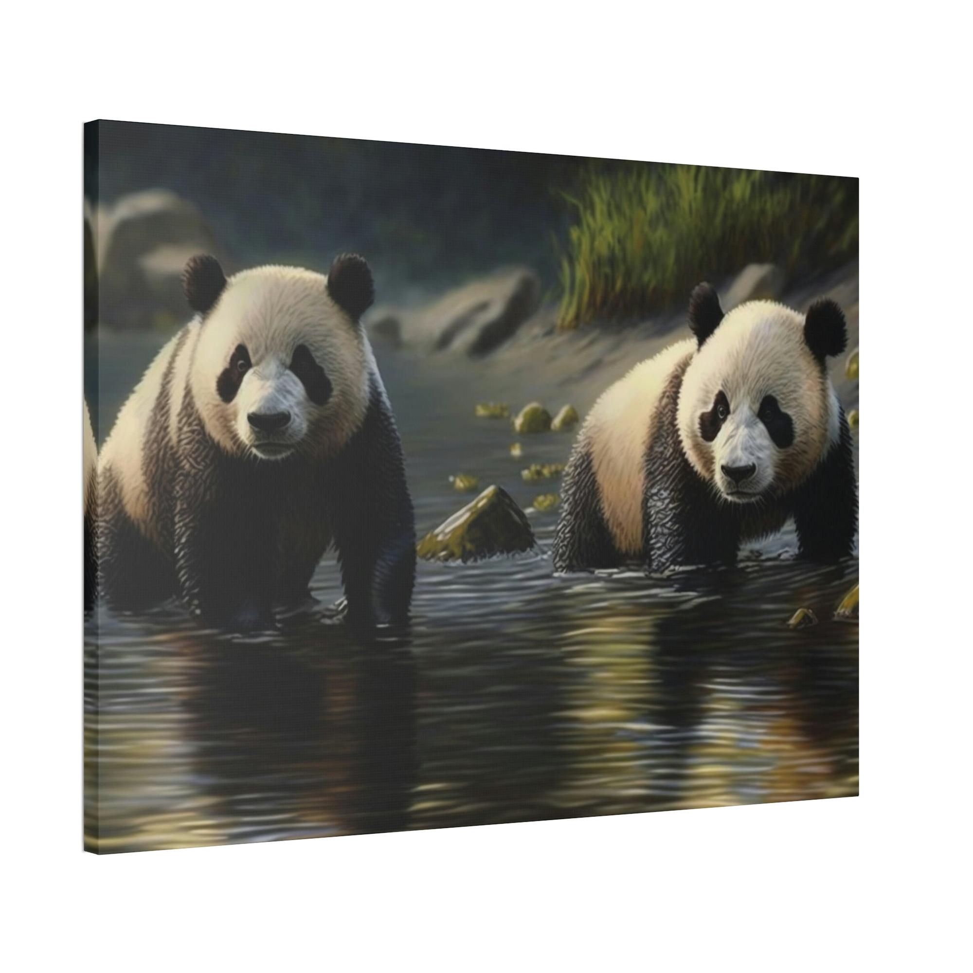 Pandas Bamboo Eaters and Playful Creatures: A Portrait of Pandas on Canvas