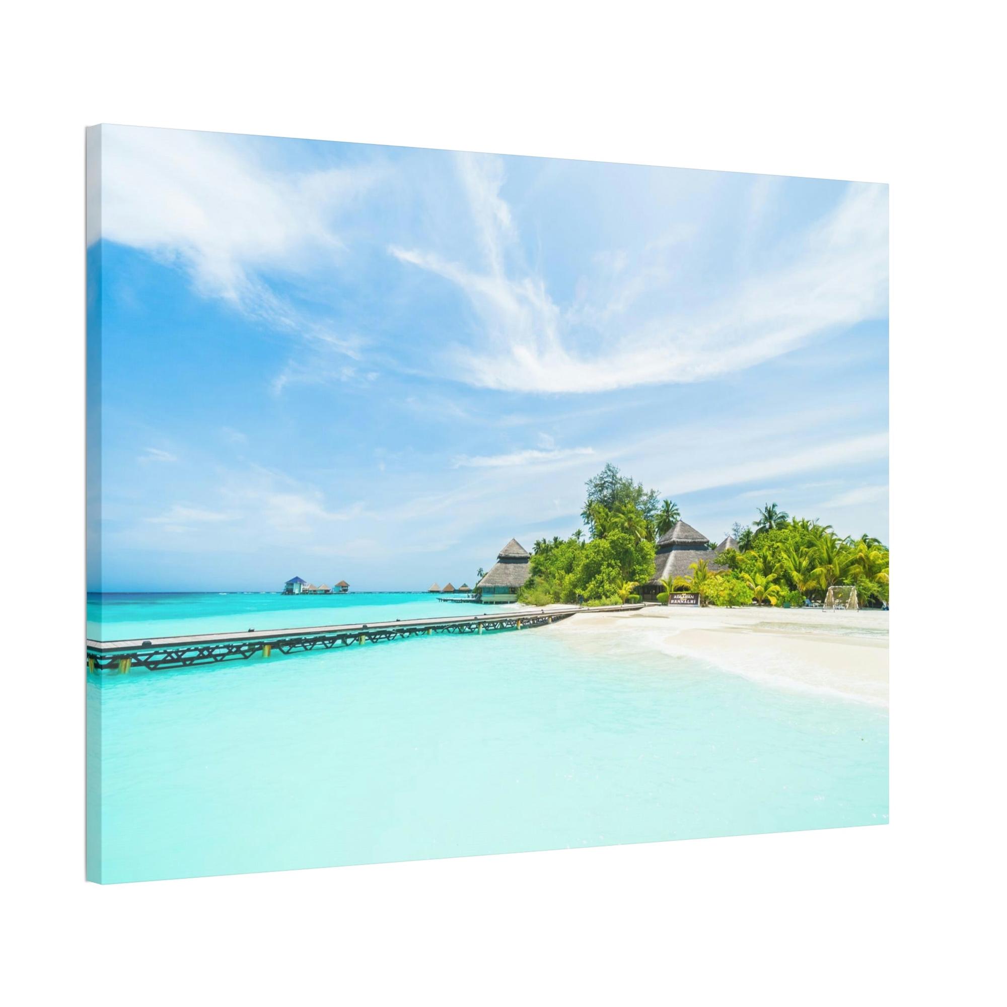 undefined Island Reverie: Wall Art of a Serene Beach on a Tropical Island on a Natural Canvas