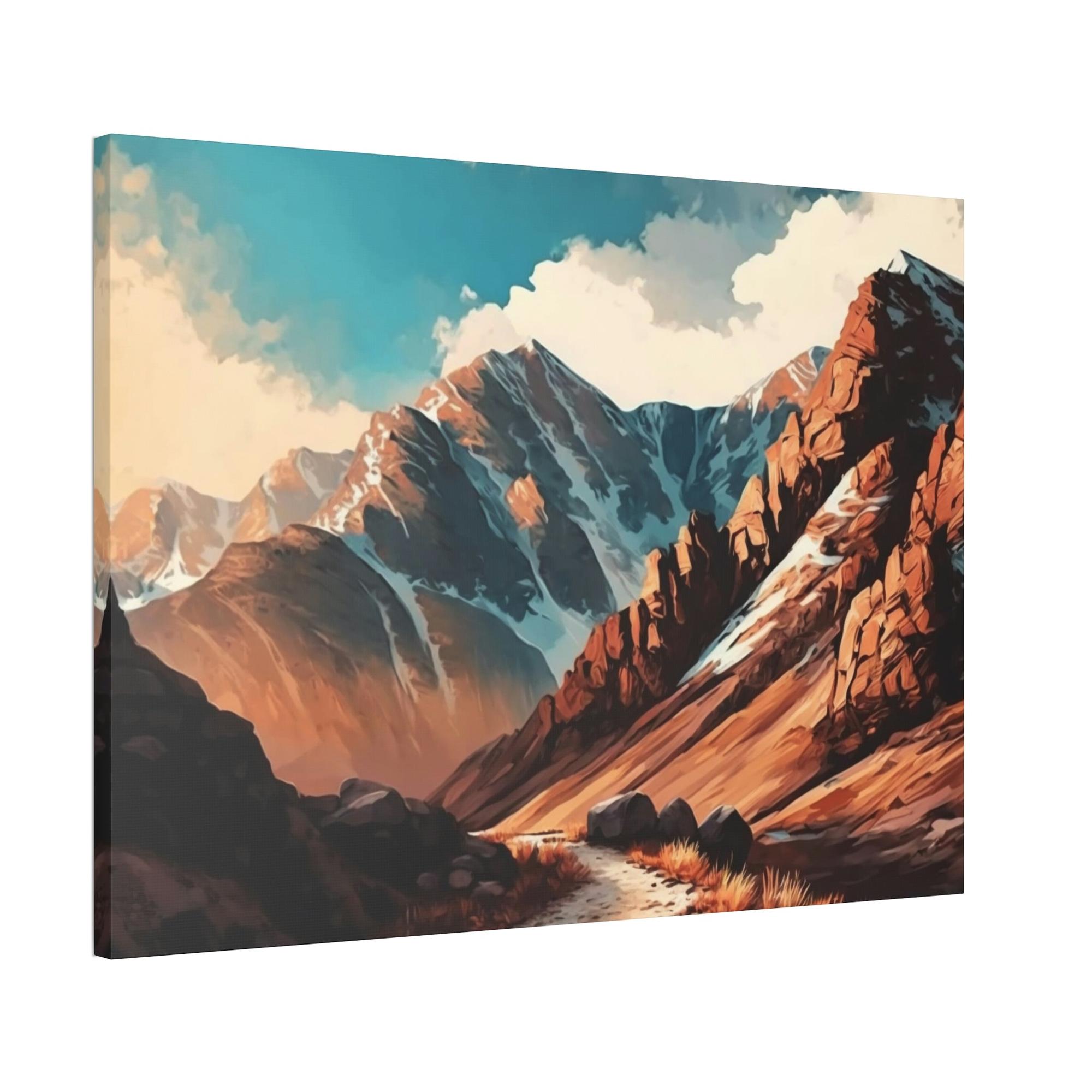 Mountains Ascending to New Heights: A Mountainous Landscape on Canvas