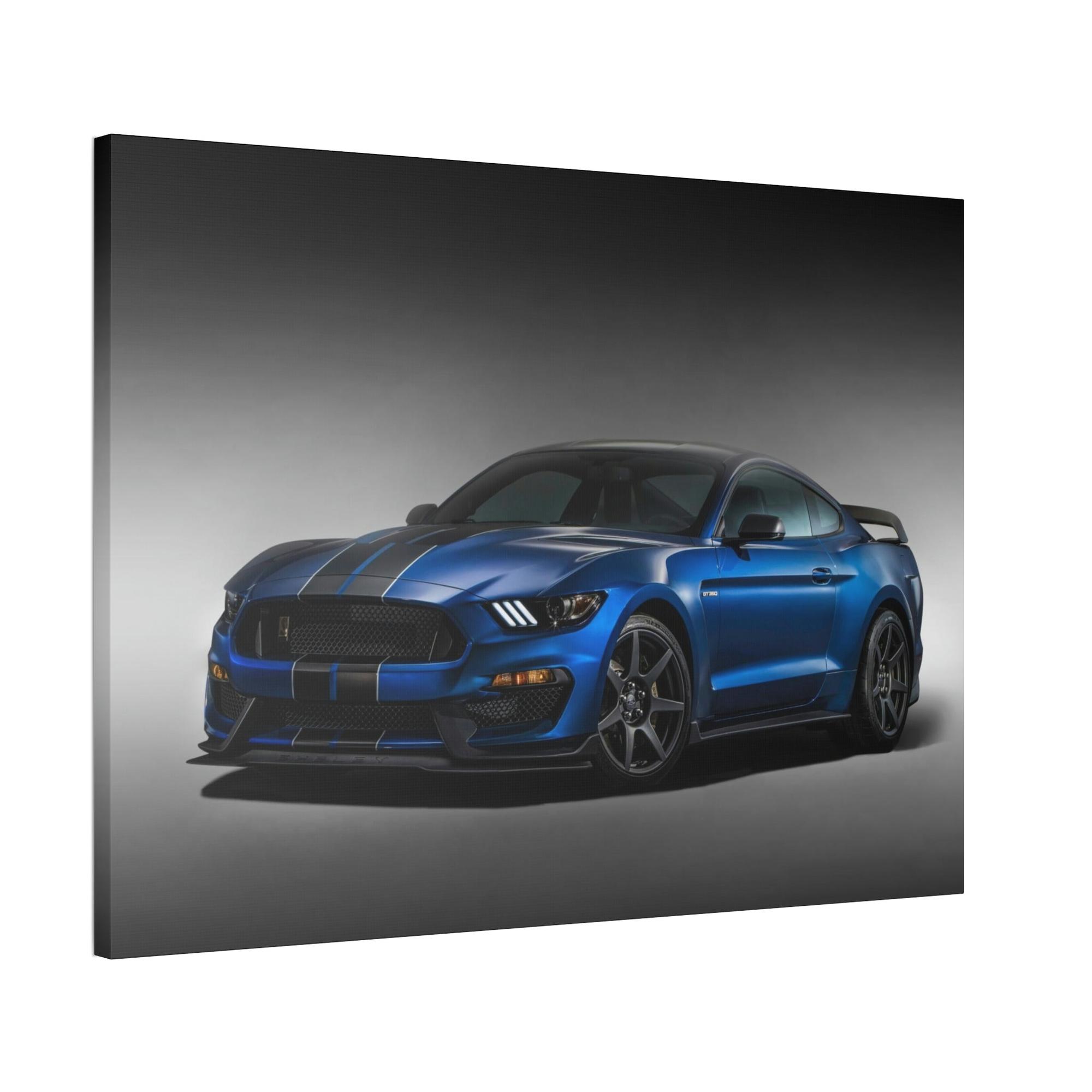 undefined Thrilling Velocity: Blue Mustang Sport Car Canvas Wall Art for Speed Lovers