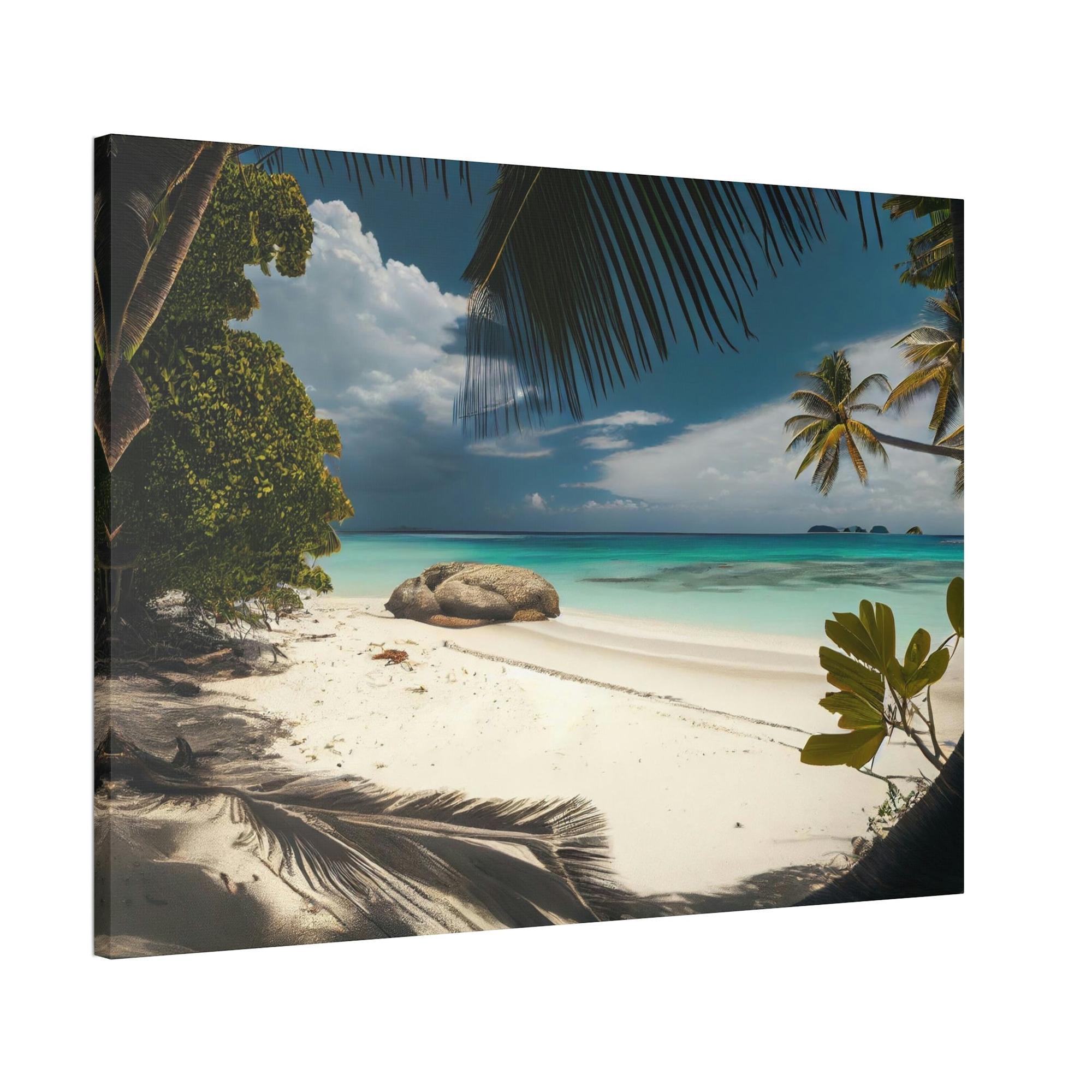 Island Beach Beach Bliss: Framed Canvas & Poster of a Joyful Island Beach on a Summer Day