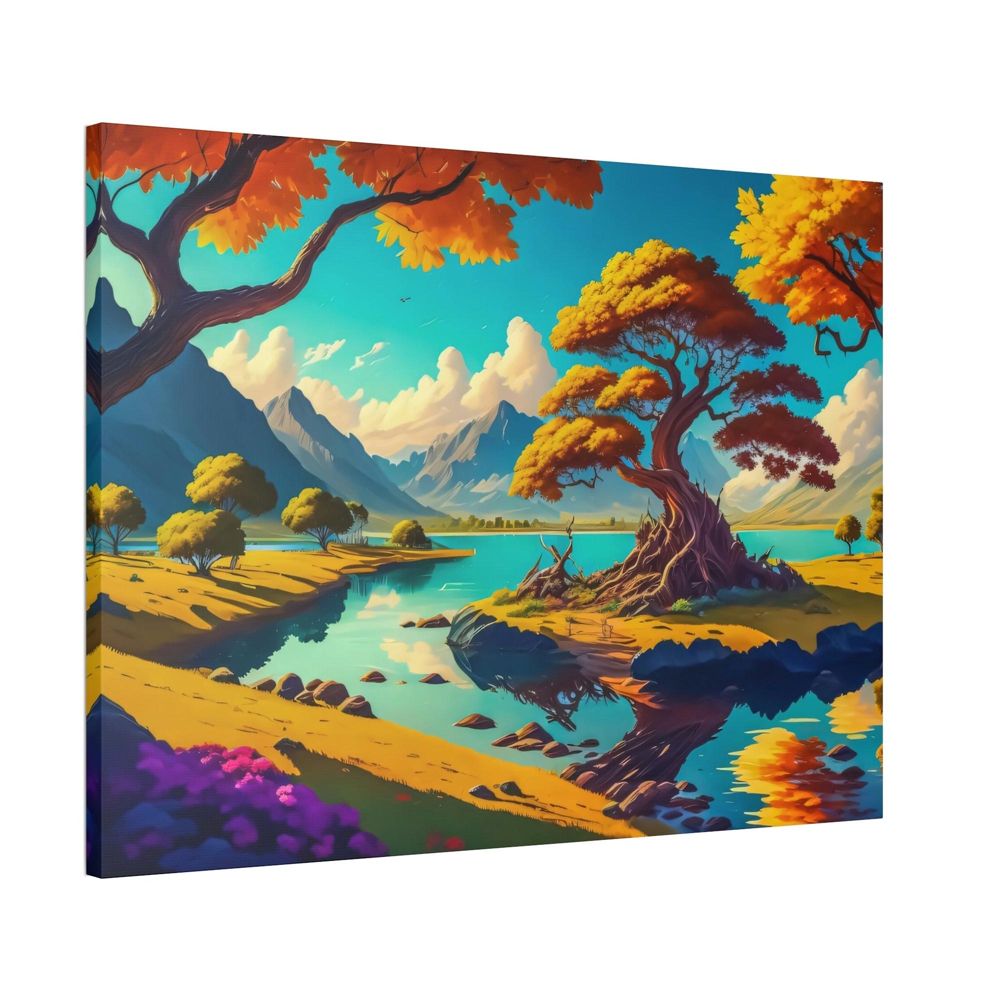 undefined Nature's Aqua Palette: Artful Canvas and Poster Print of Lakes and Rivers