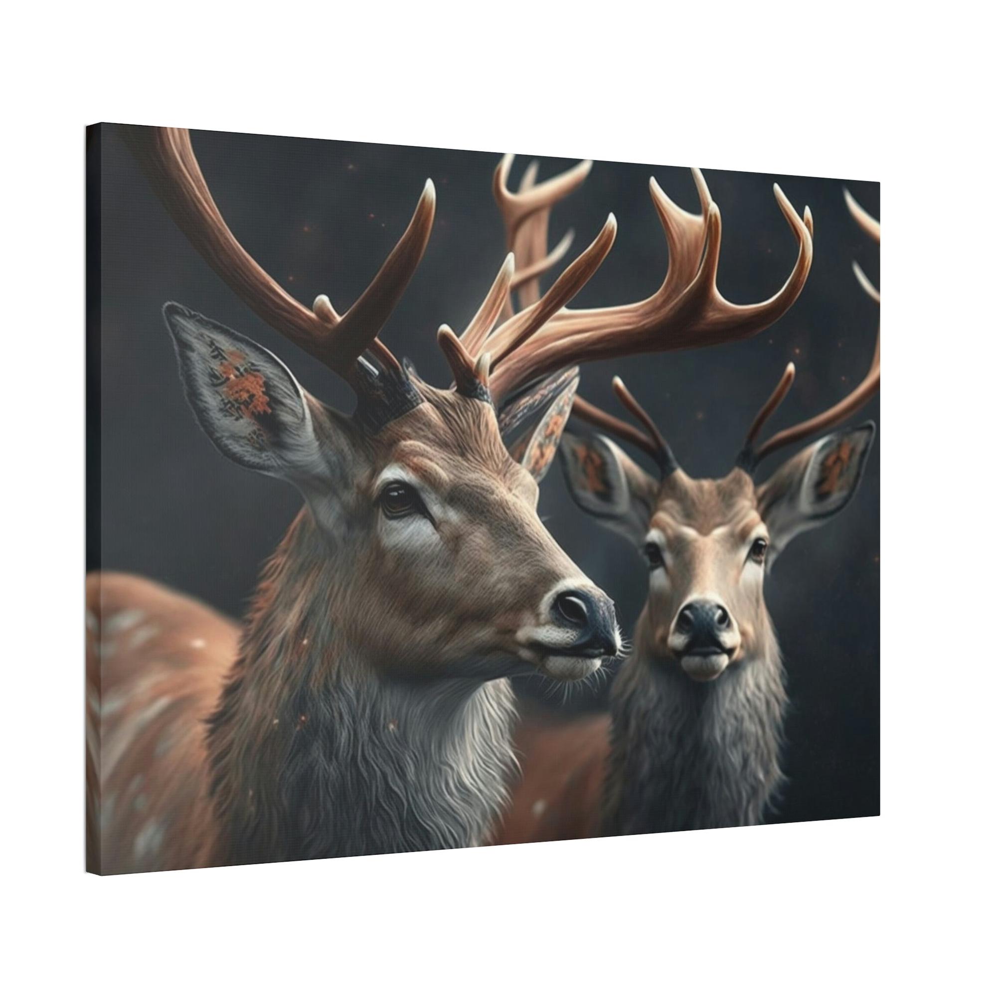 Deers Deer Camaraderie: A Canvas Artistic Wildlife Collection