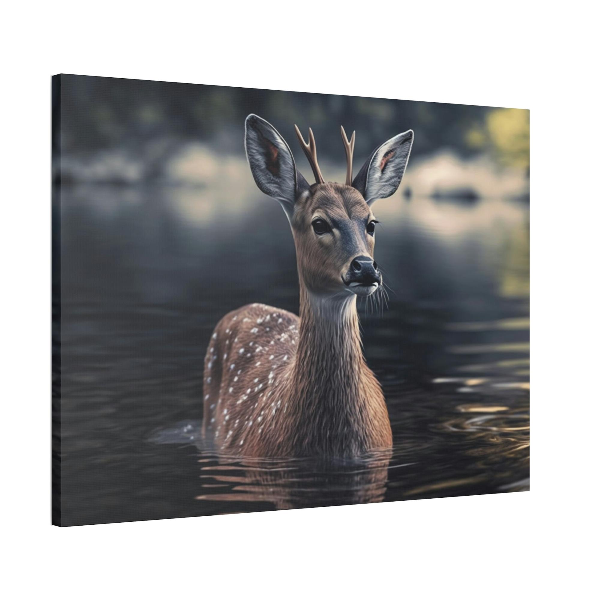 Deers Deer Reflection: A Canvas Tranquil Haven
