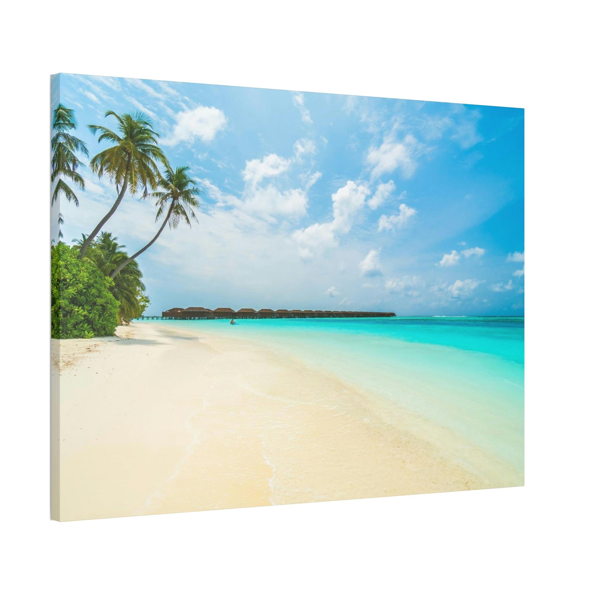 Island Beach Tropical Paradise: Art Print of a Lush Island Beach on a Natural Canvas & Poster