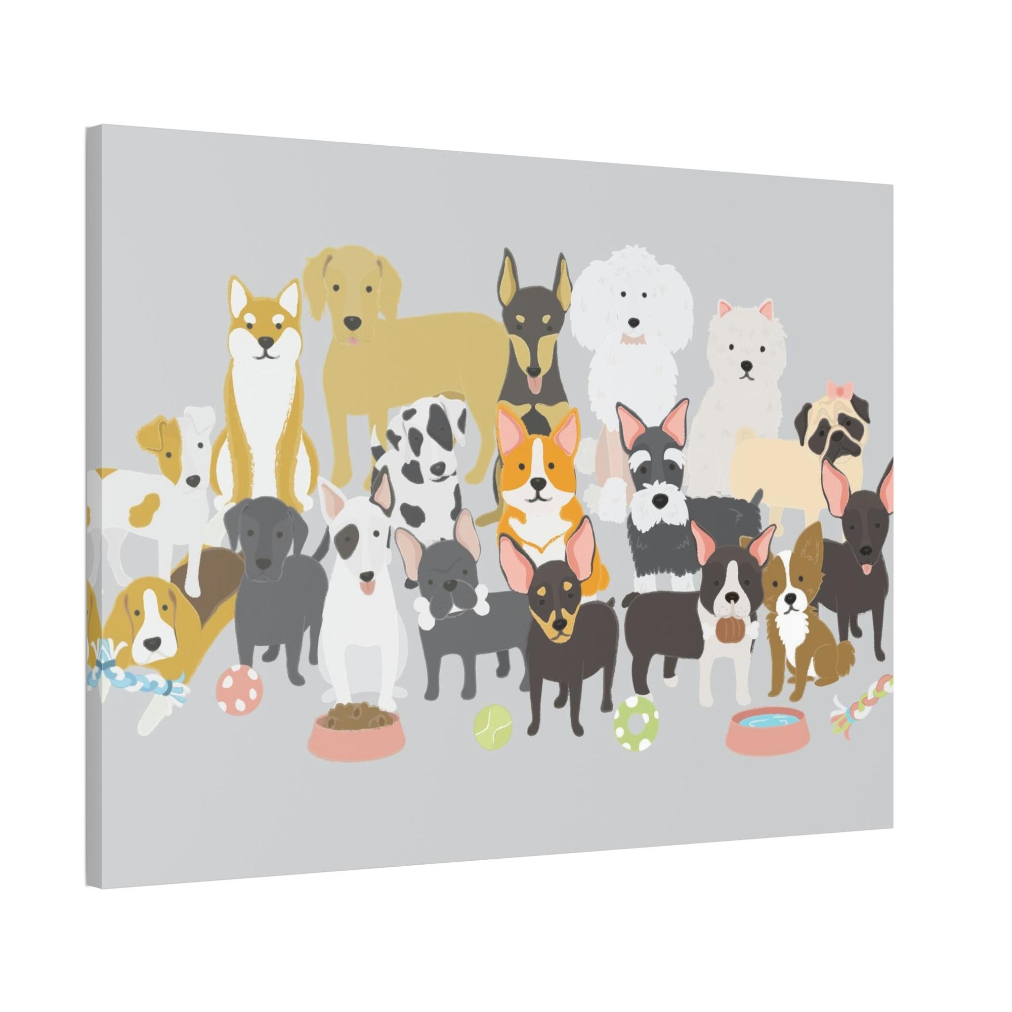 Dogs Canine Comfort: Poster of Dogs Relaxing on a Framed Canvas