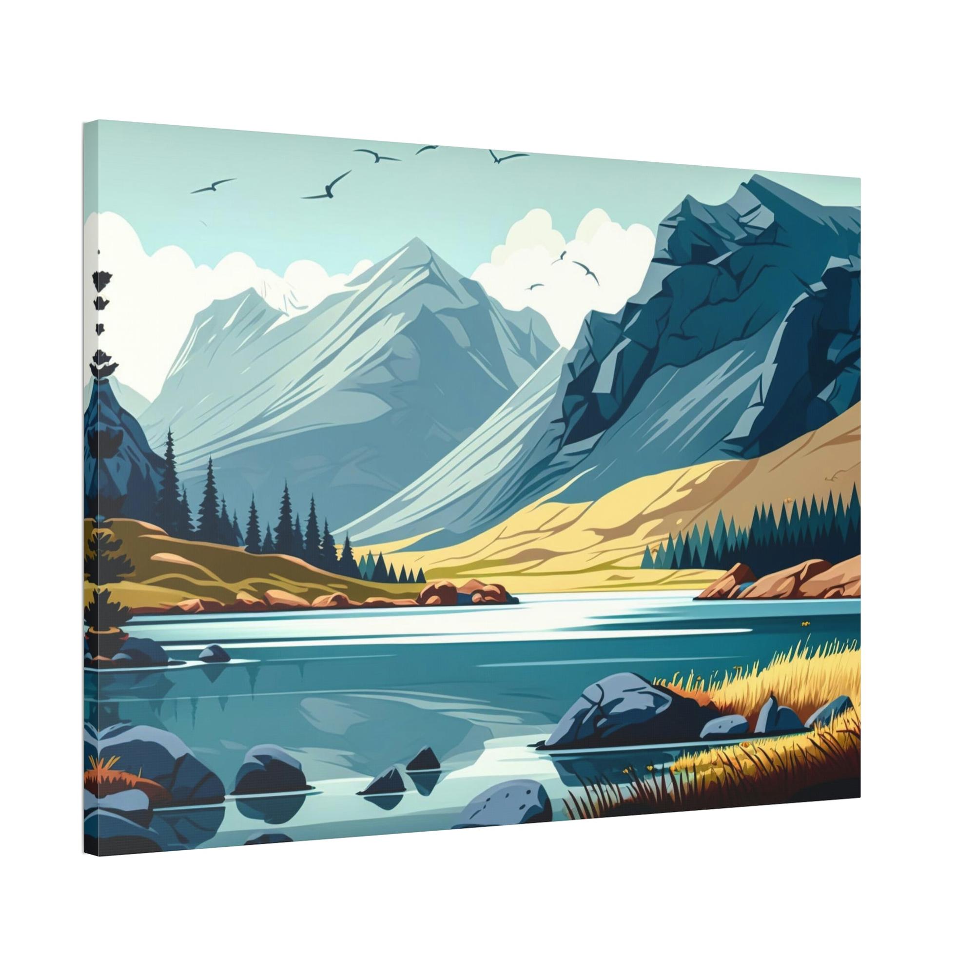 Lakes And Rivers Lakeside Beauty: Wall Art of a Stunning Lake Landscape on Natural Canvas & Poster