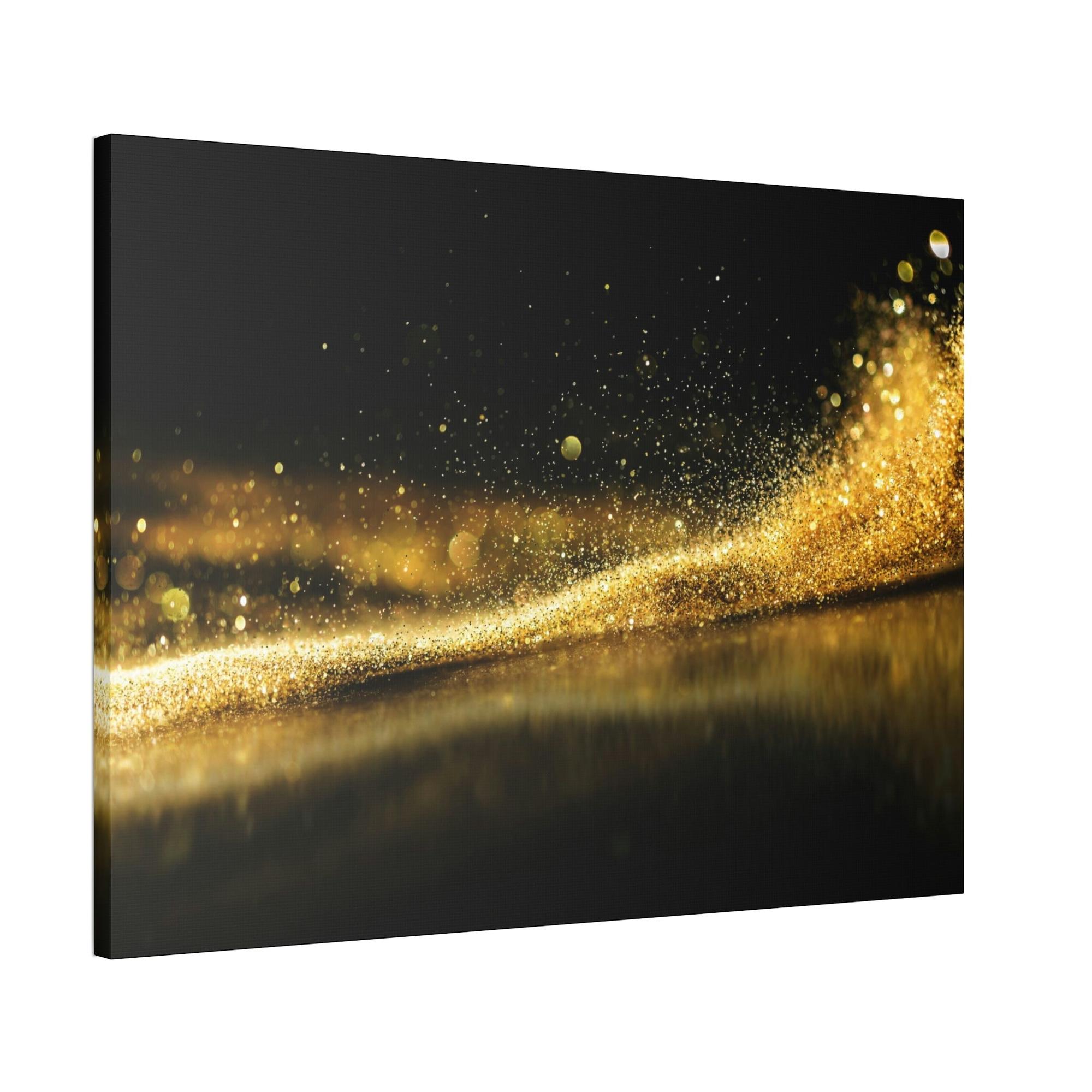 Gold Abstract Art Lustrous Impressions: Gold Abstract Wall Art on Natural Canvas & Poster