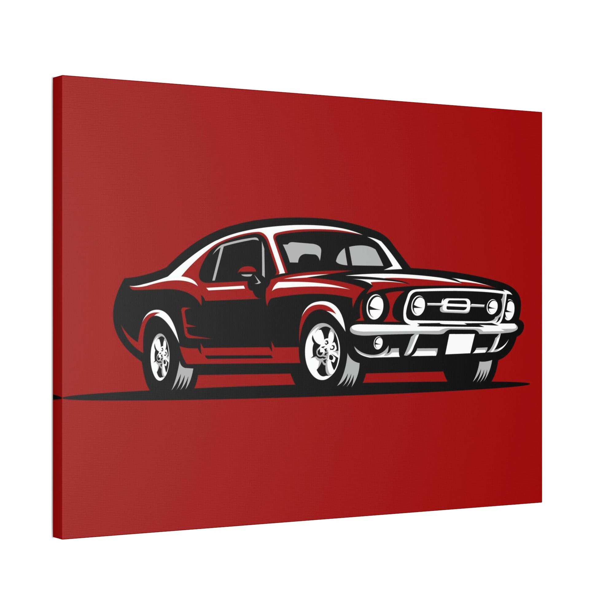 undefined Racing Passion: Red Mustang Wall Art on Natural Canvas and Framed Canvas