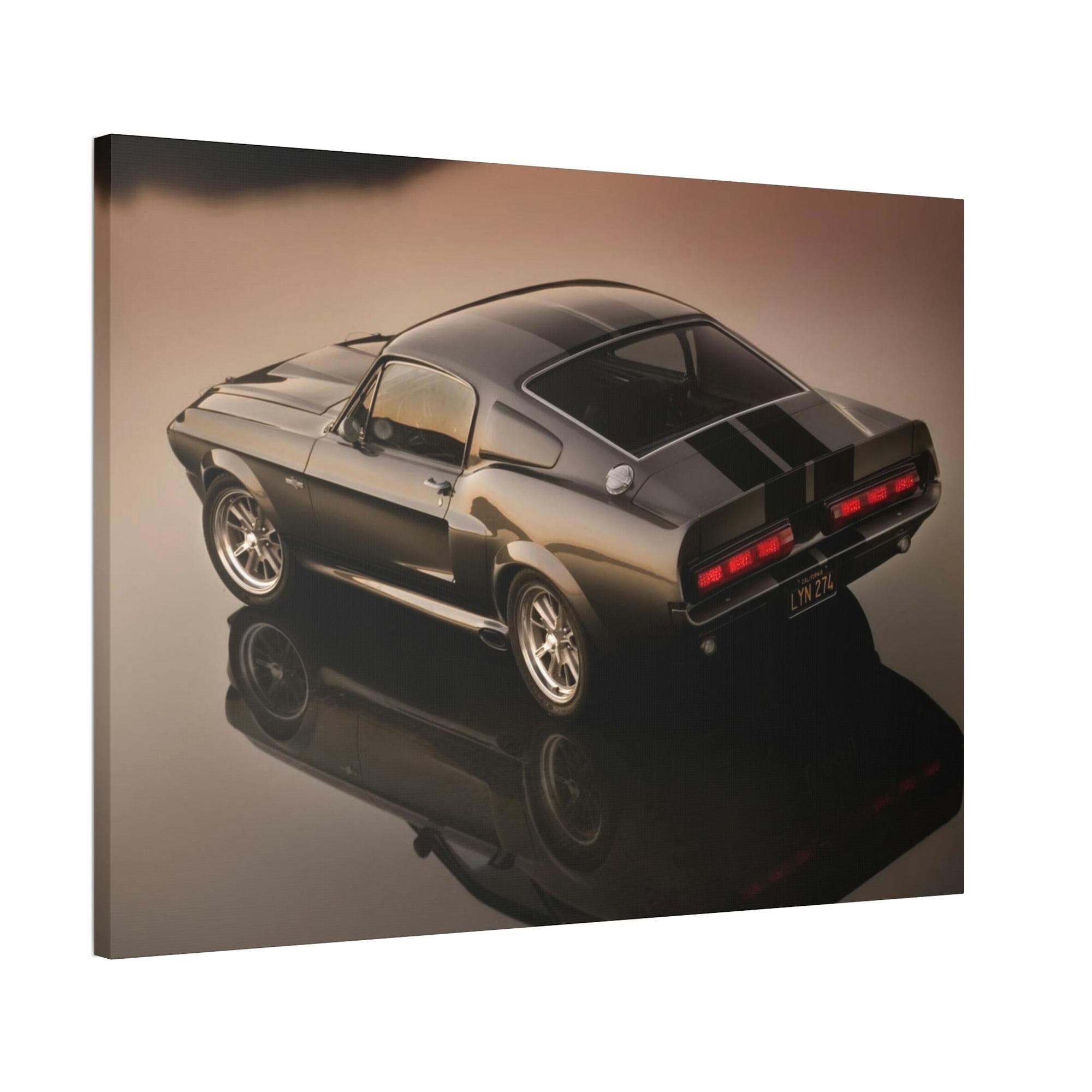 Mustang Masterpiece on Wheels: Framed Canvas Poster of a Mustang Sports Car for Automotive Art Collectors