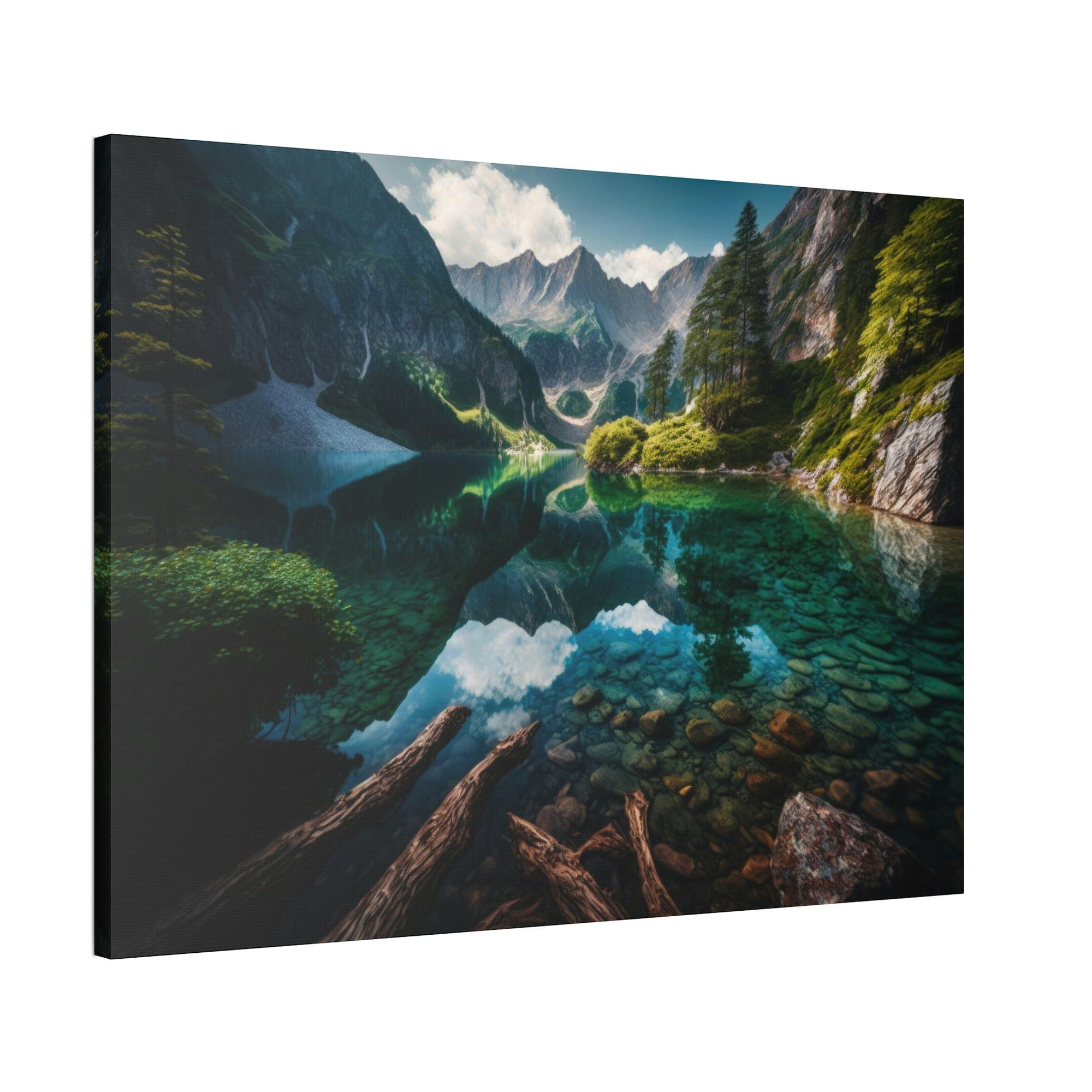 Lakes And Rivers Serene Waterscapes: Lakes and Rivers on Natural Canvas and Framed Poster