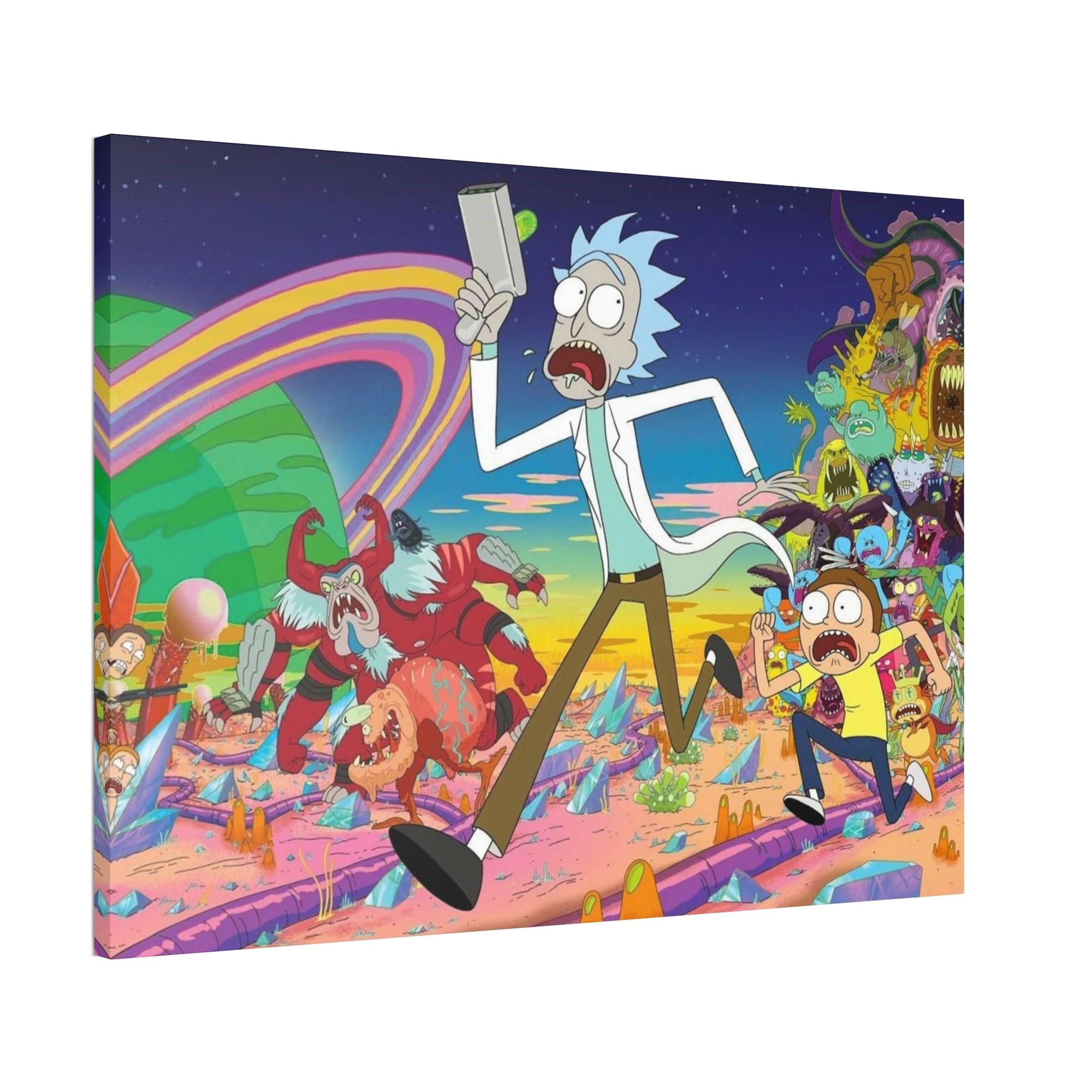 Rick And Morty Art Fantastical Adventures: Framed Canvas Wall Art Depicting Rick and Morty Artwork