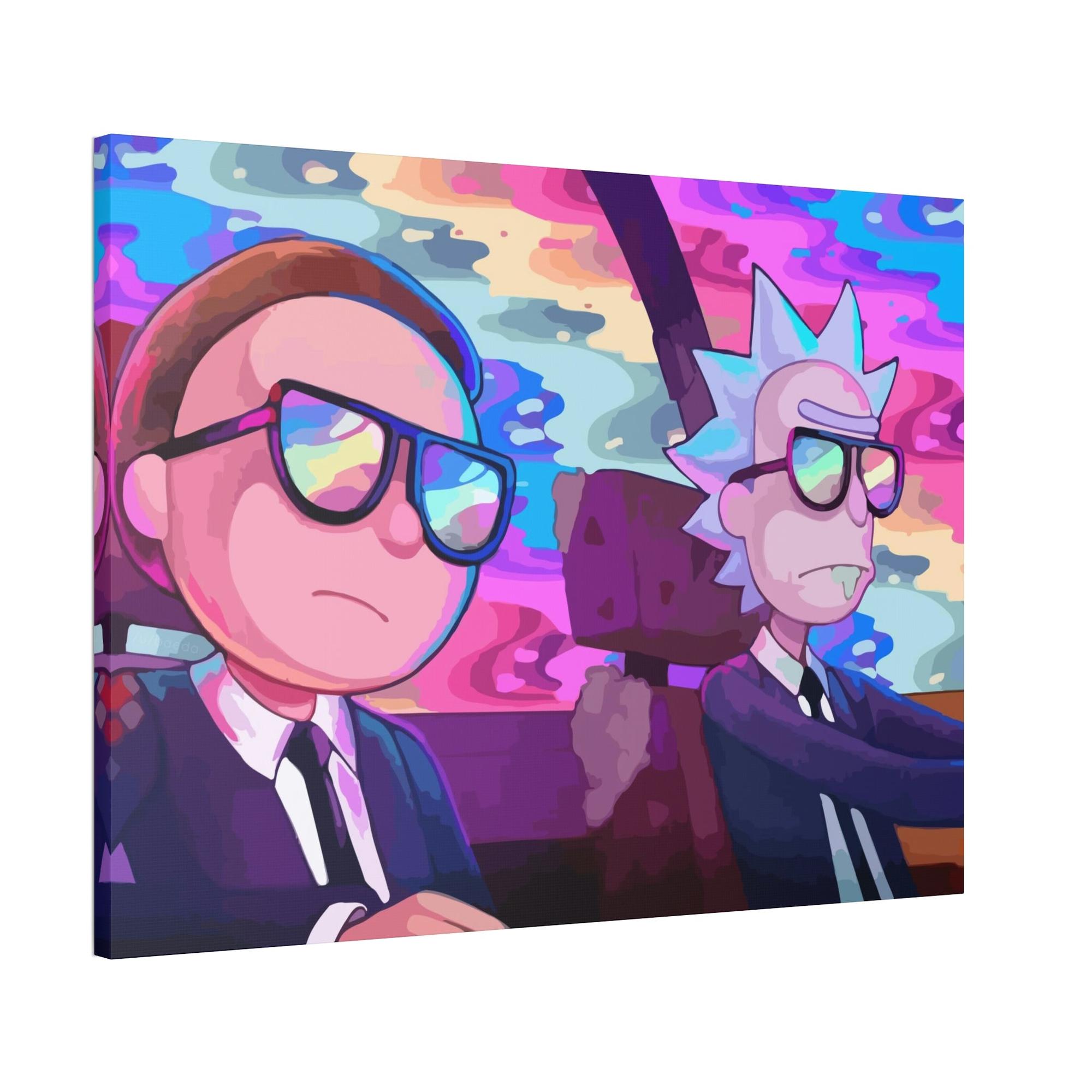 Rick And Morty Art Sci-Fi Adventures: Framed Canvas Wall Art Featuring Rick and Morty Cartoon Characters
