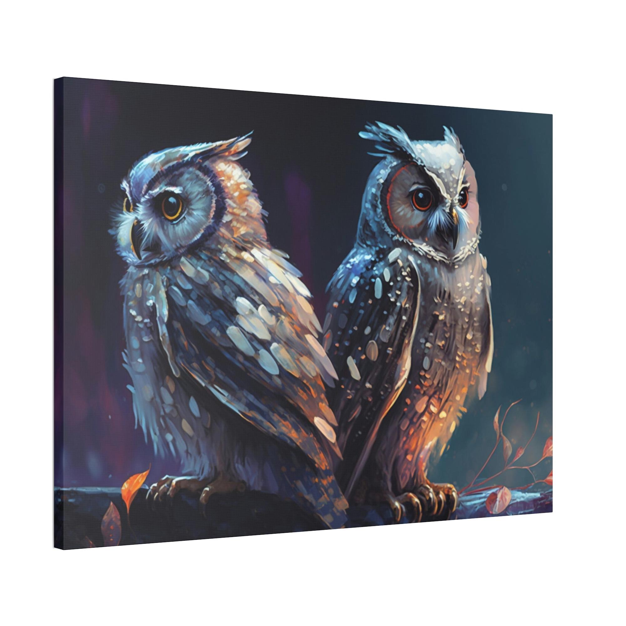 Owls Nocturnal Guardians: A Painting of Owls