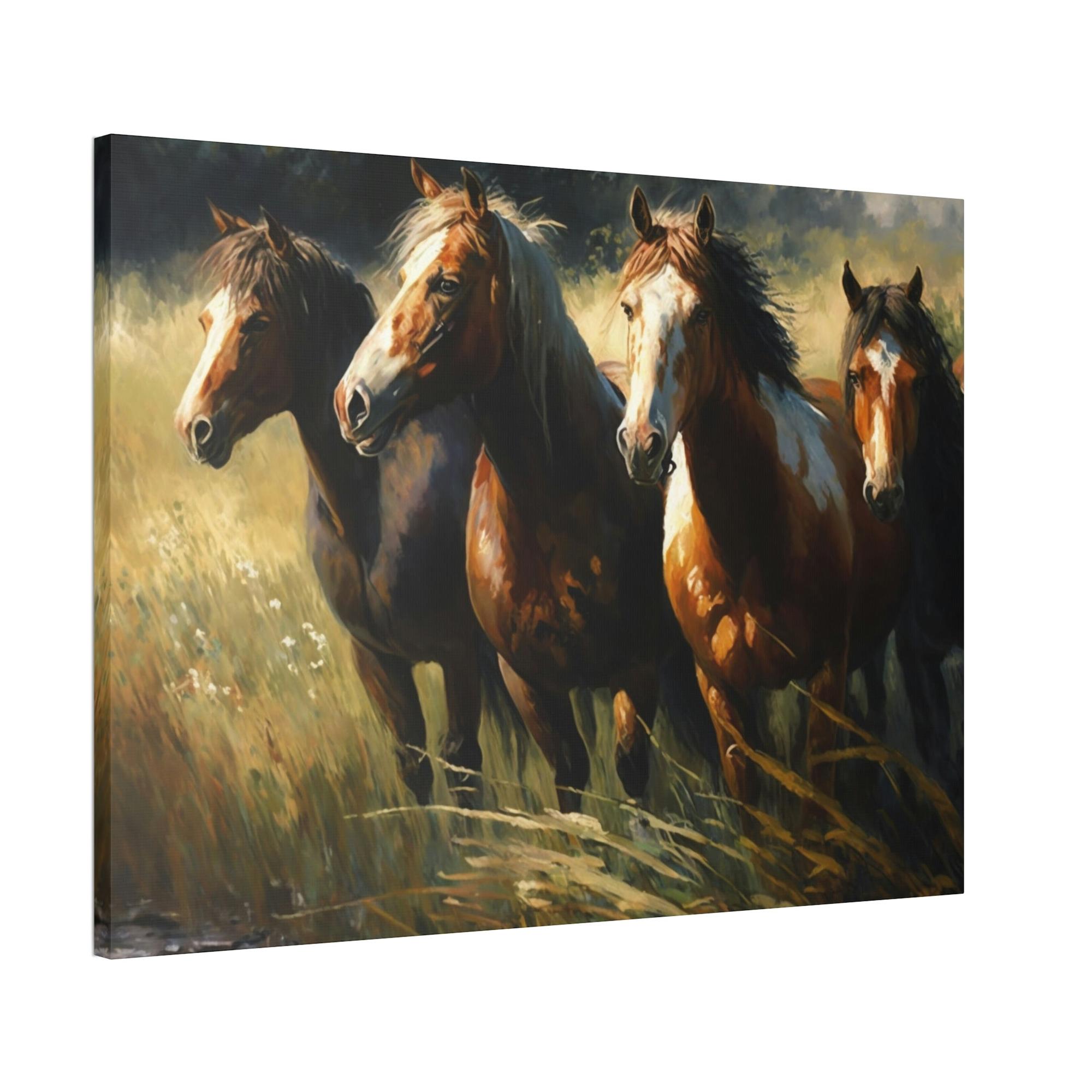 undefined Horses at Dawn: A Canvas Landscape