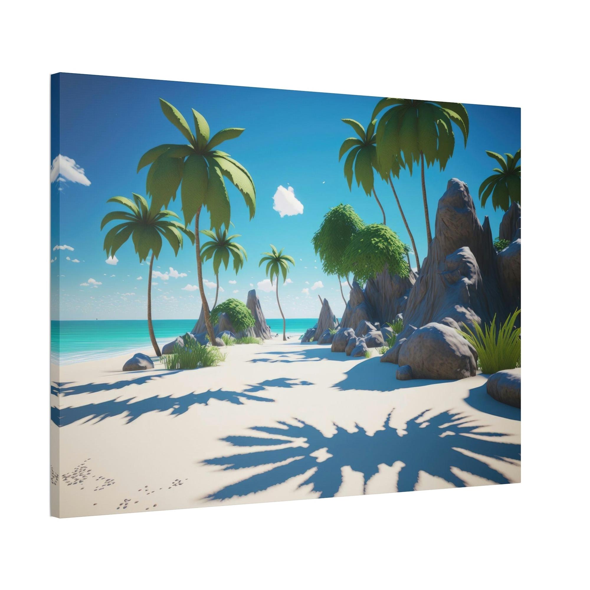 Island Beach Seaside Bliss: Wall Art of a Gorgeous Island Beach on a Natural Canvas & Poster