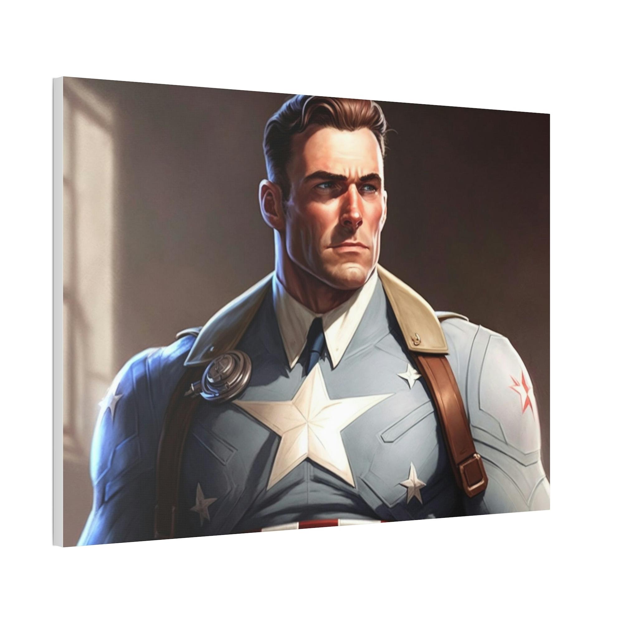 Captain America Heroic Strength: Natural Canvas and Art Prints of Captain America