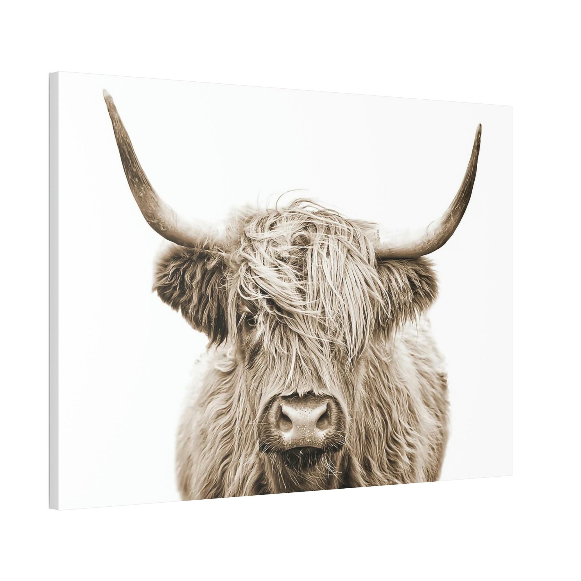 Highland Cow The Beauty of Highland Cows: Wall Art on Natural Canvas