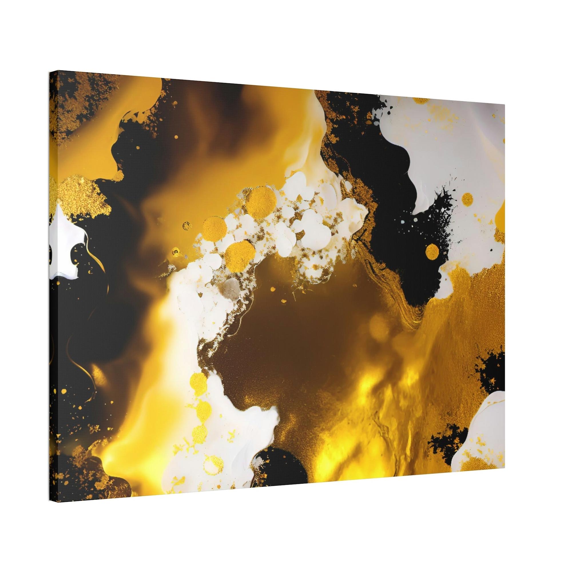 Gold Abstract Art Opulent Reflections: Framed Canvas of Gold Abstract Wall Art