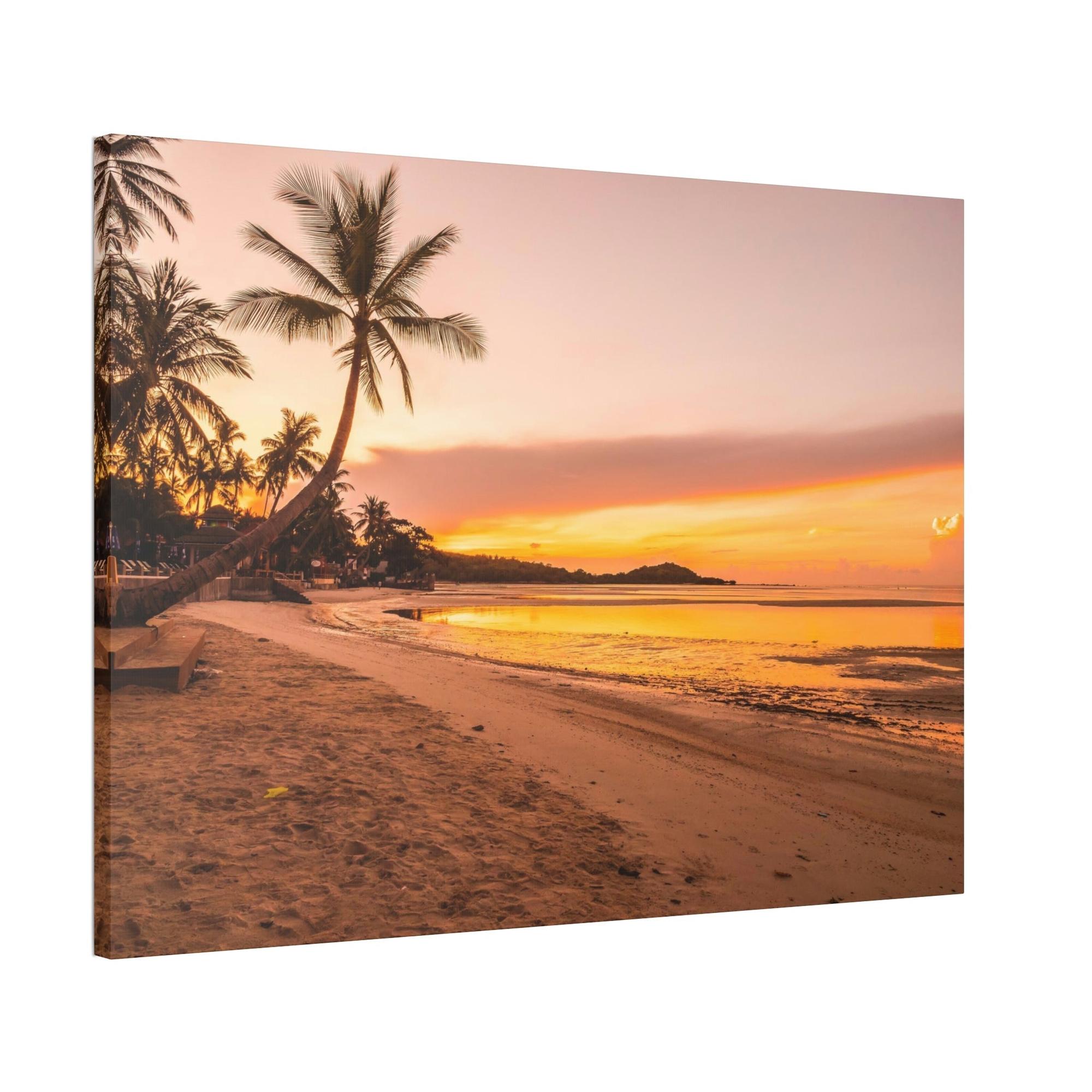 Island Beach Seaside Sunset: Canvas Print of a Breathtaking Beach Sunset on an Island
